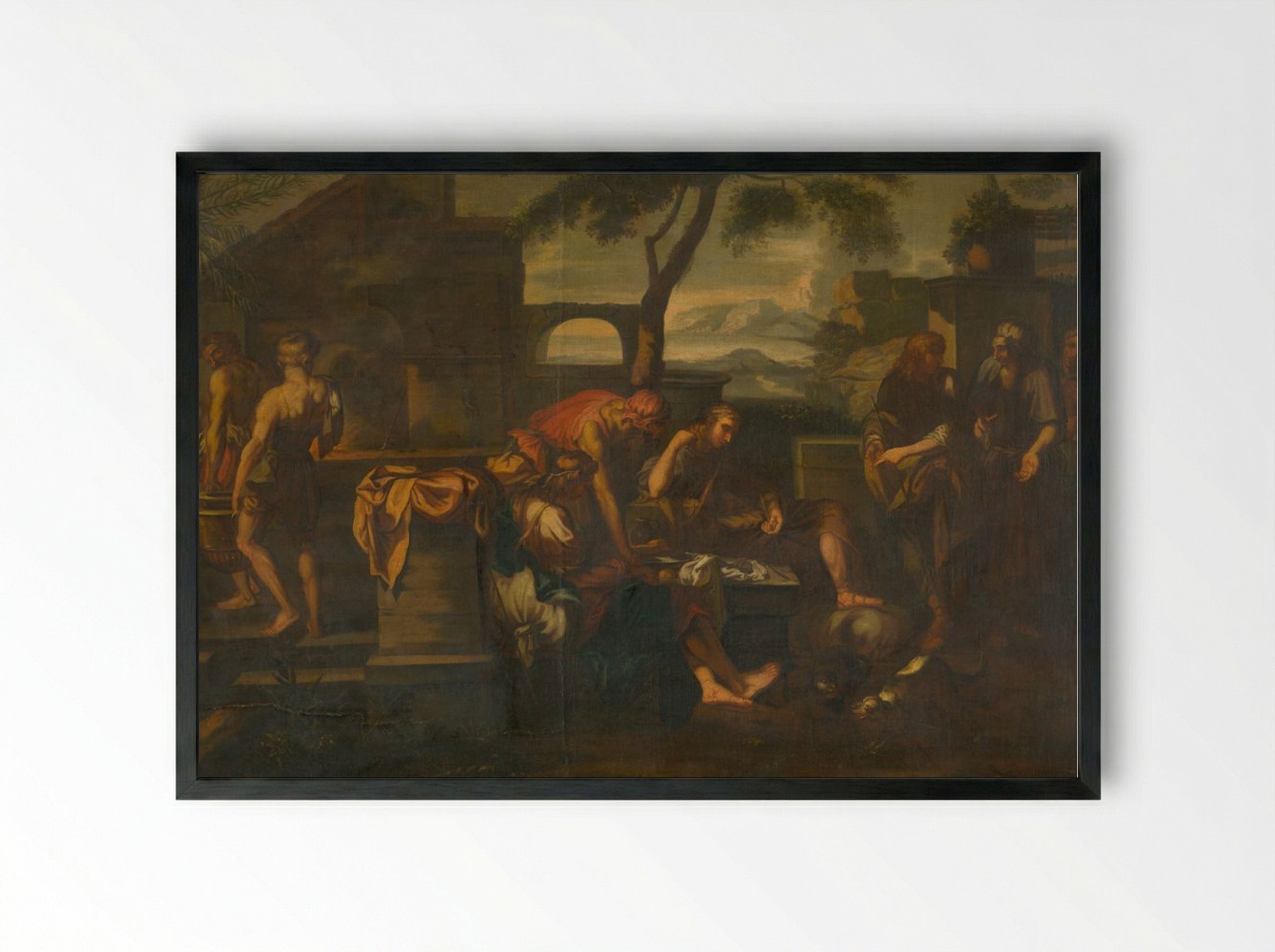 Biblical Scene with Figures - Fine Art Print - Framed Print Black