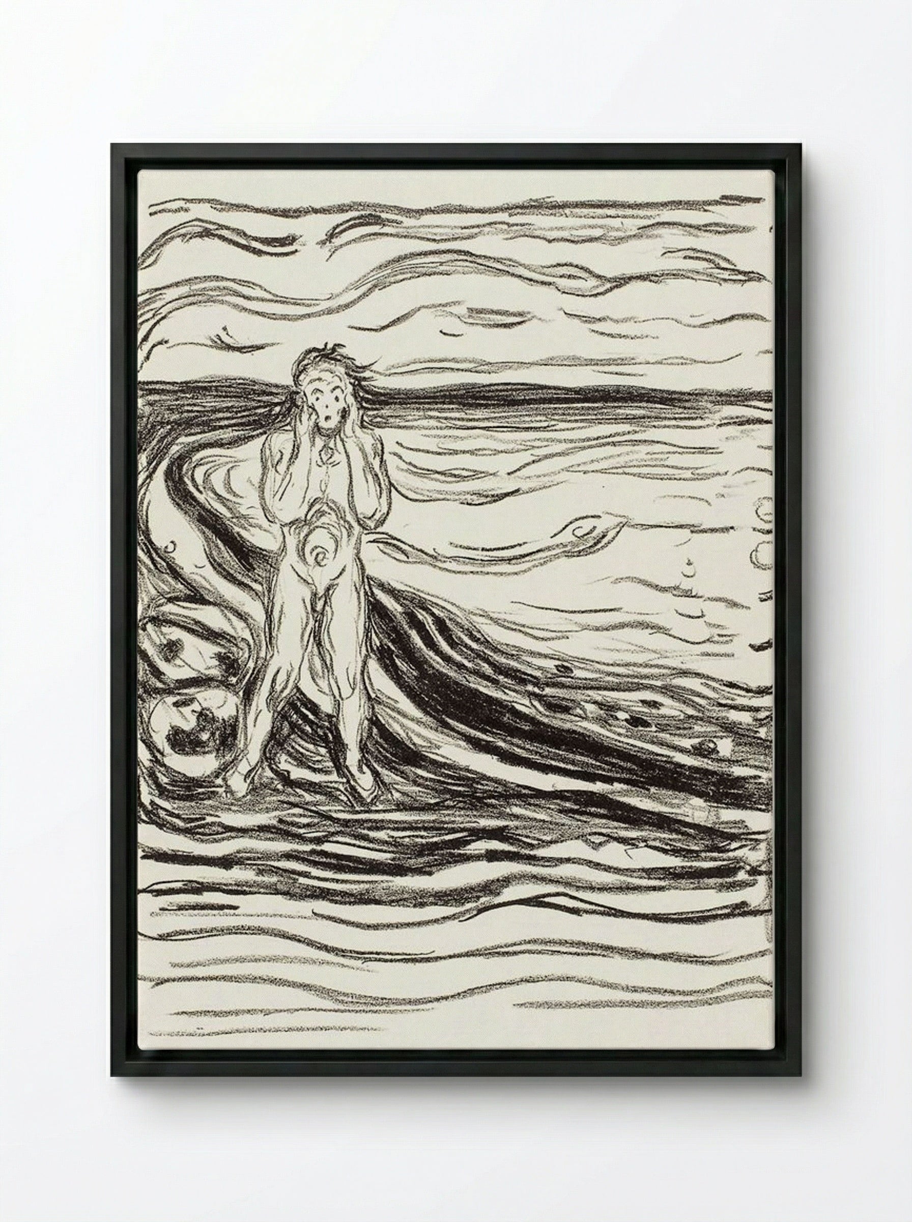Despair - Edvard Munch - Framed Canvas Black