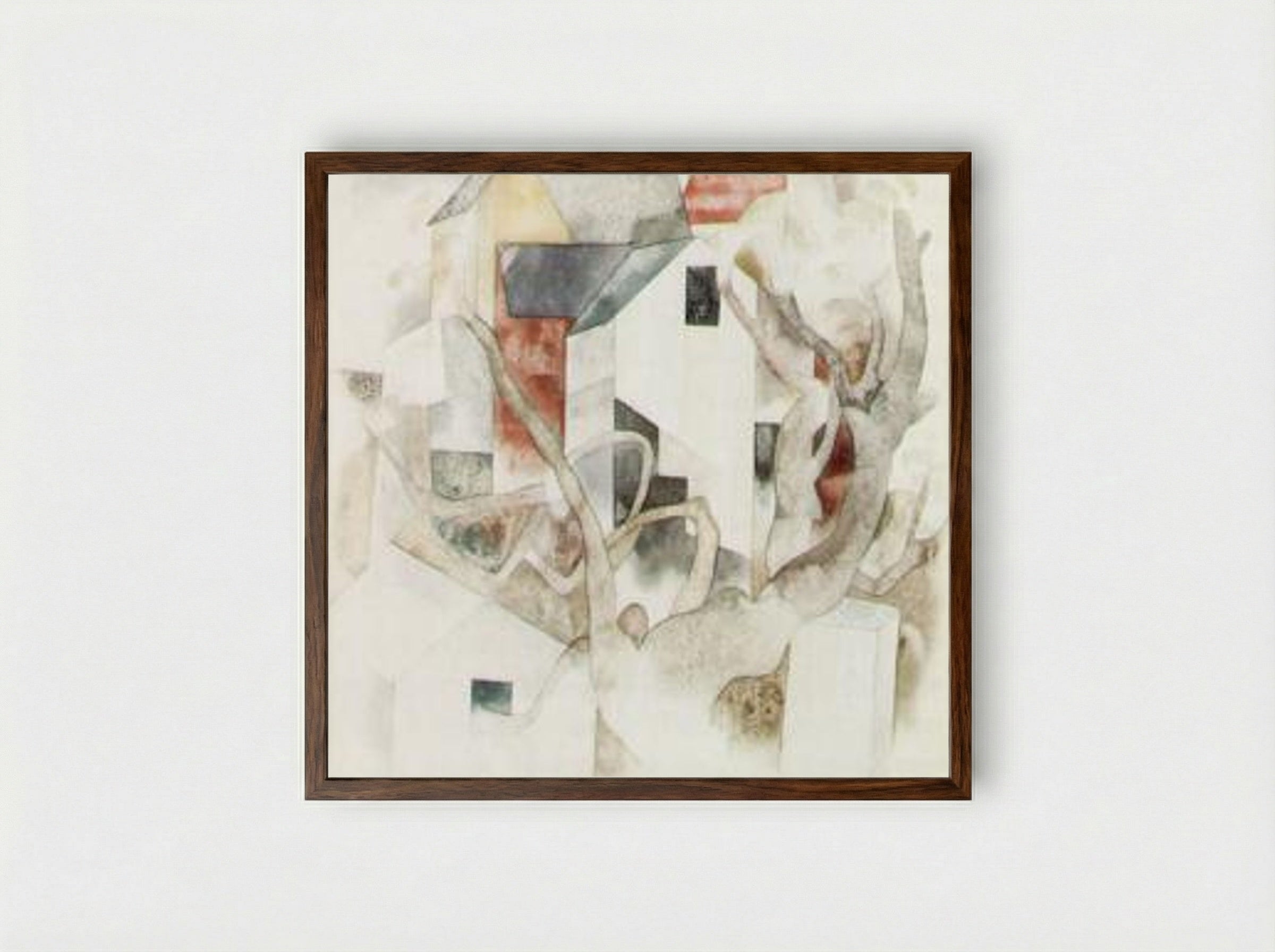 Trees and Barns, Bermuda - Charles Demuth - Framed Print Dark Wood