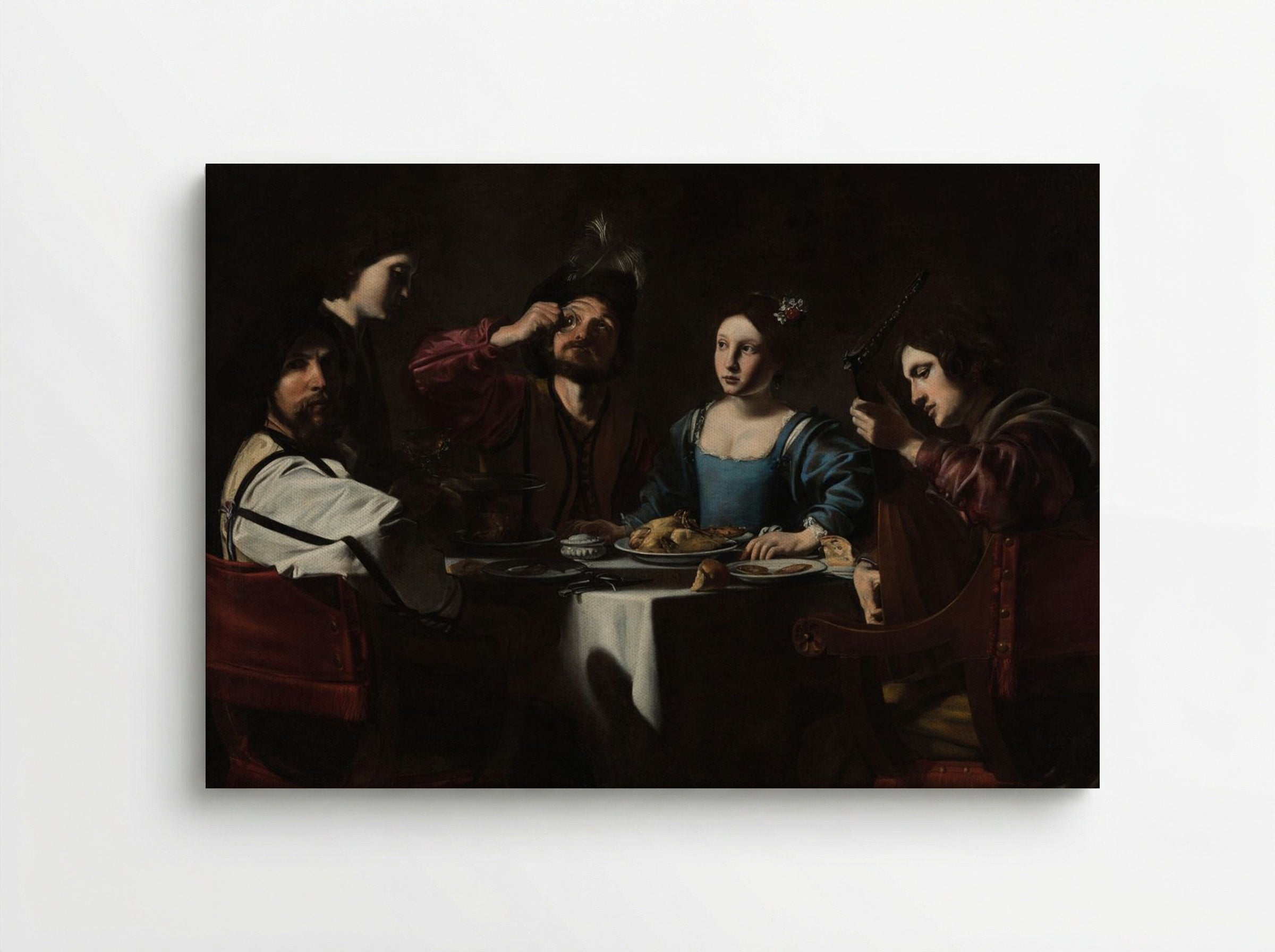 Banquet Scene with a Lute Player - Valentin de Boulogne - Canvas