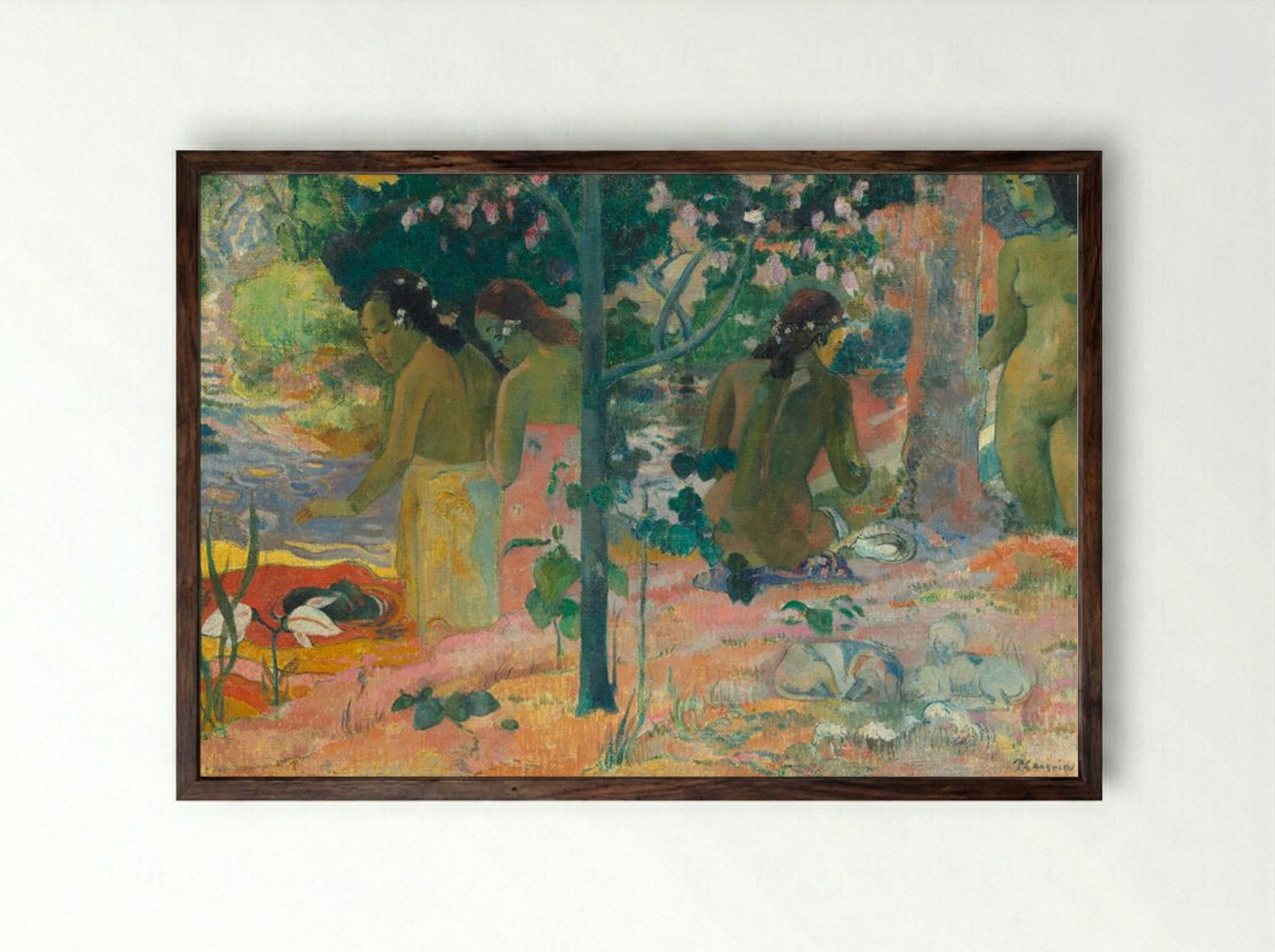 The Bathers - Paul Gauguin - Framed Print Dark Wood
