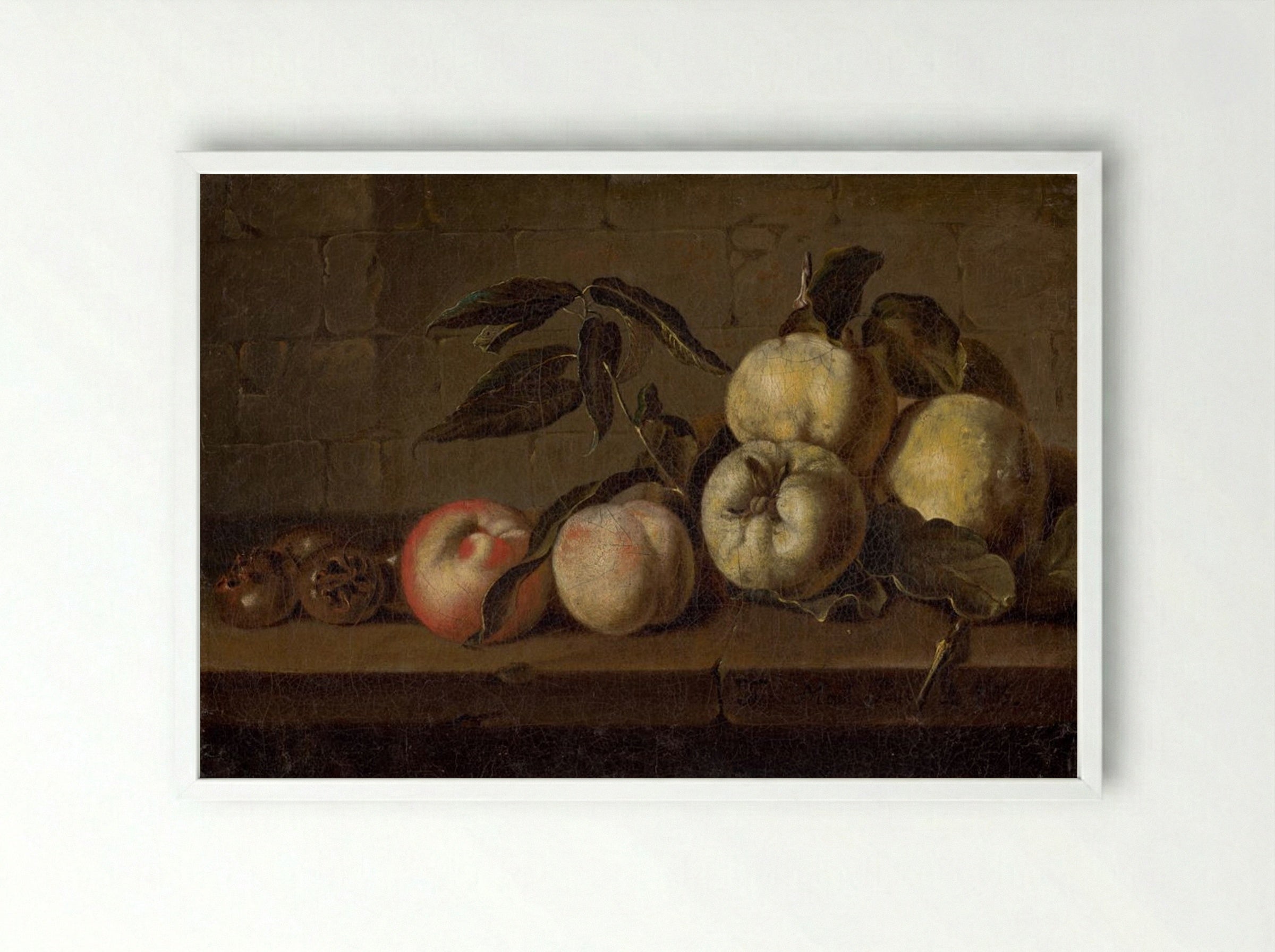Still Life with Fruit - Fine Art Print - Framed Print White