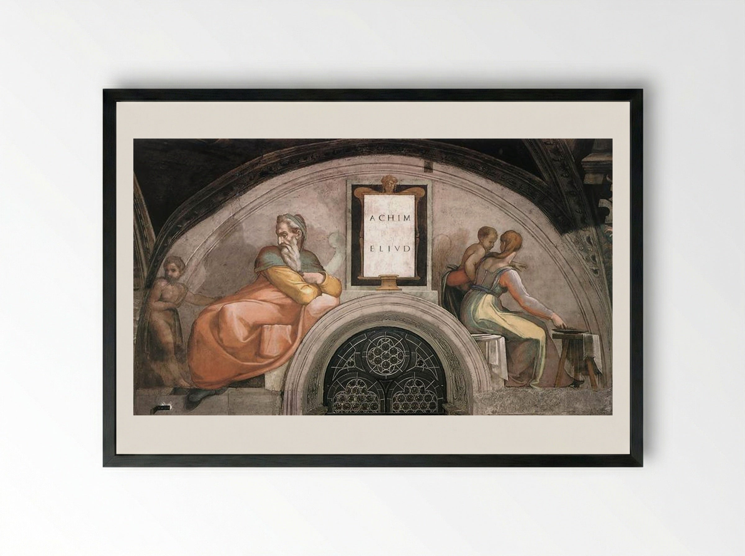 The Ancestors of Christ: Achim, Eliud - Michelangelo - Framed Print Black