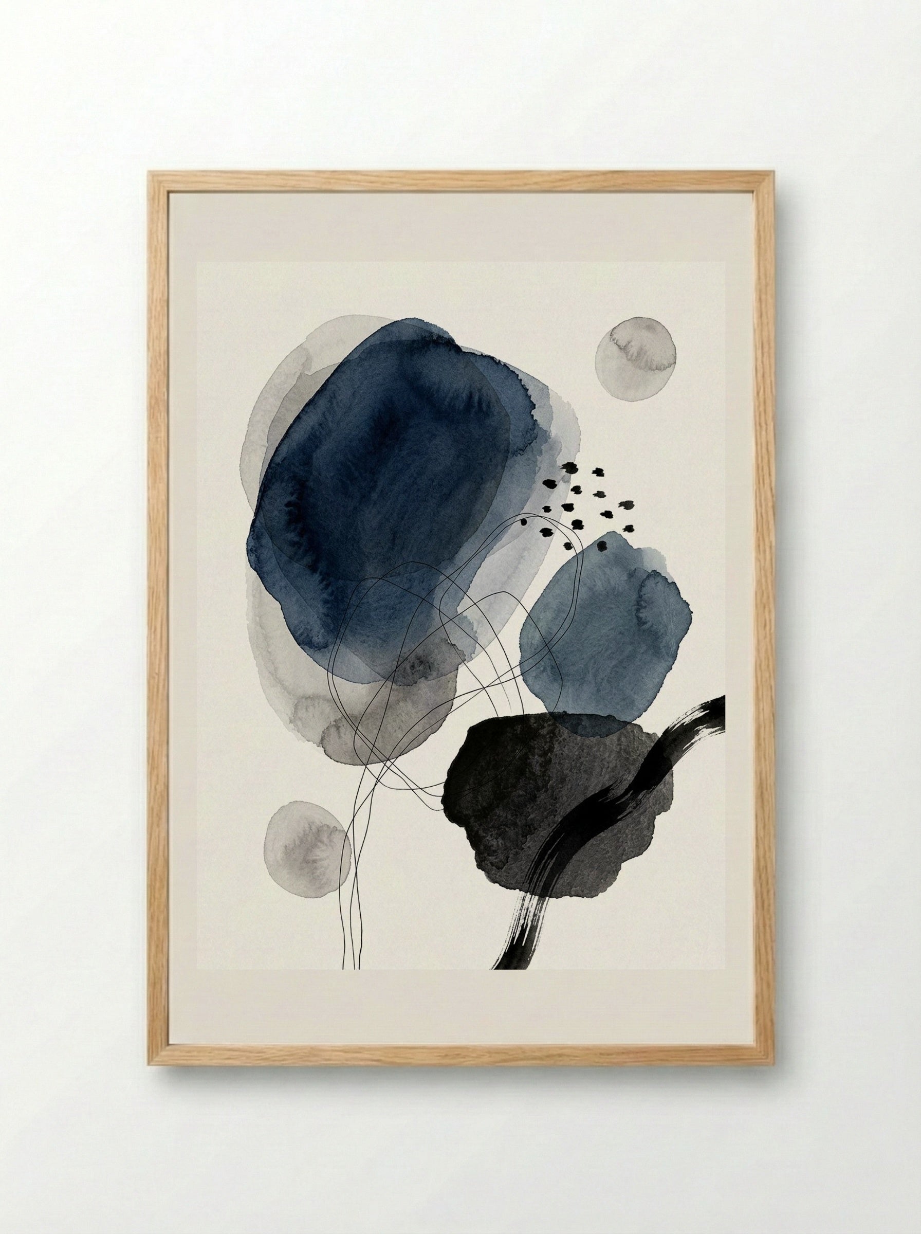 Indigo Echoes Poster - Framed Print Wood