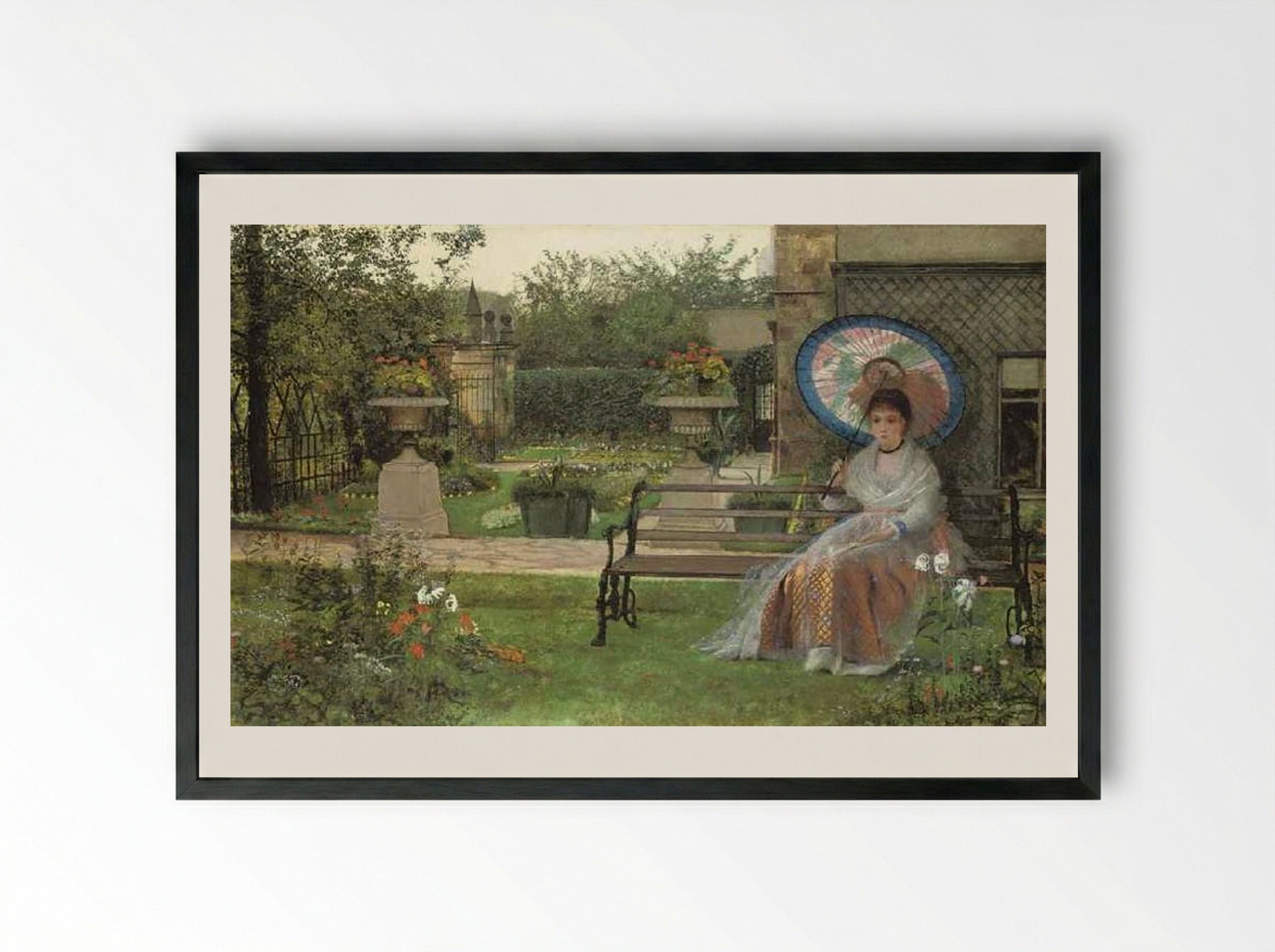 In the Pleasaunce - John Atkinson Grimshaw - Framed Print Black