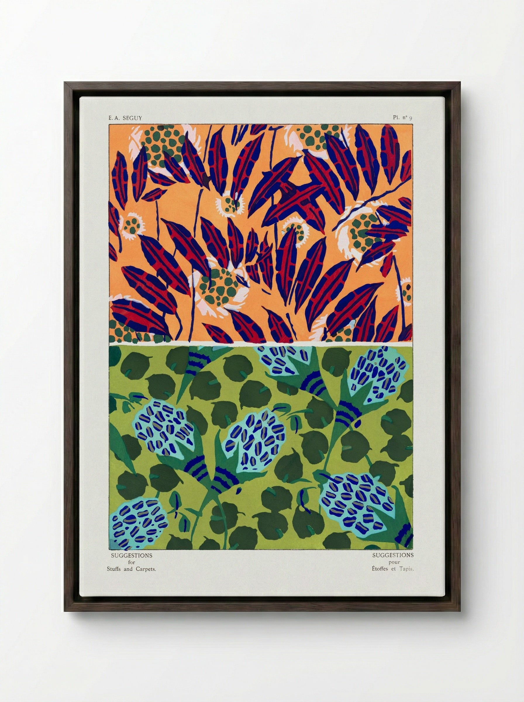 Suggestions for Stuffs and Carpets, Plate 9 - Émile-Allain Séguy - Framed Canvas Dark Wood