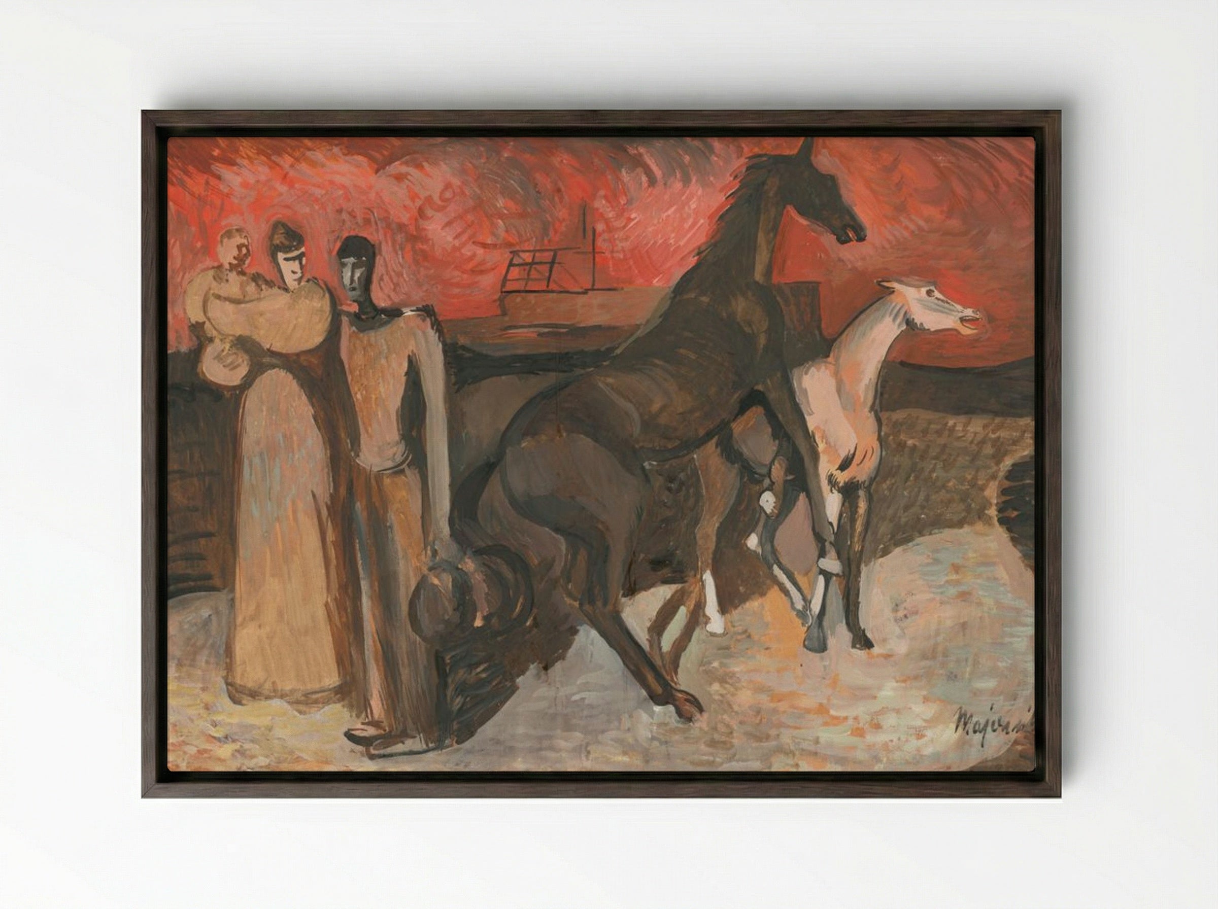 Fire - Refugees - Cyprián Majerník - Framed Canvas Dark Wood