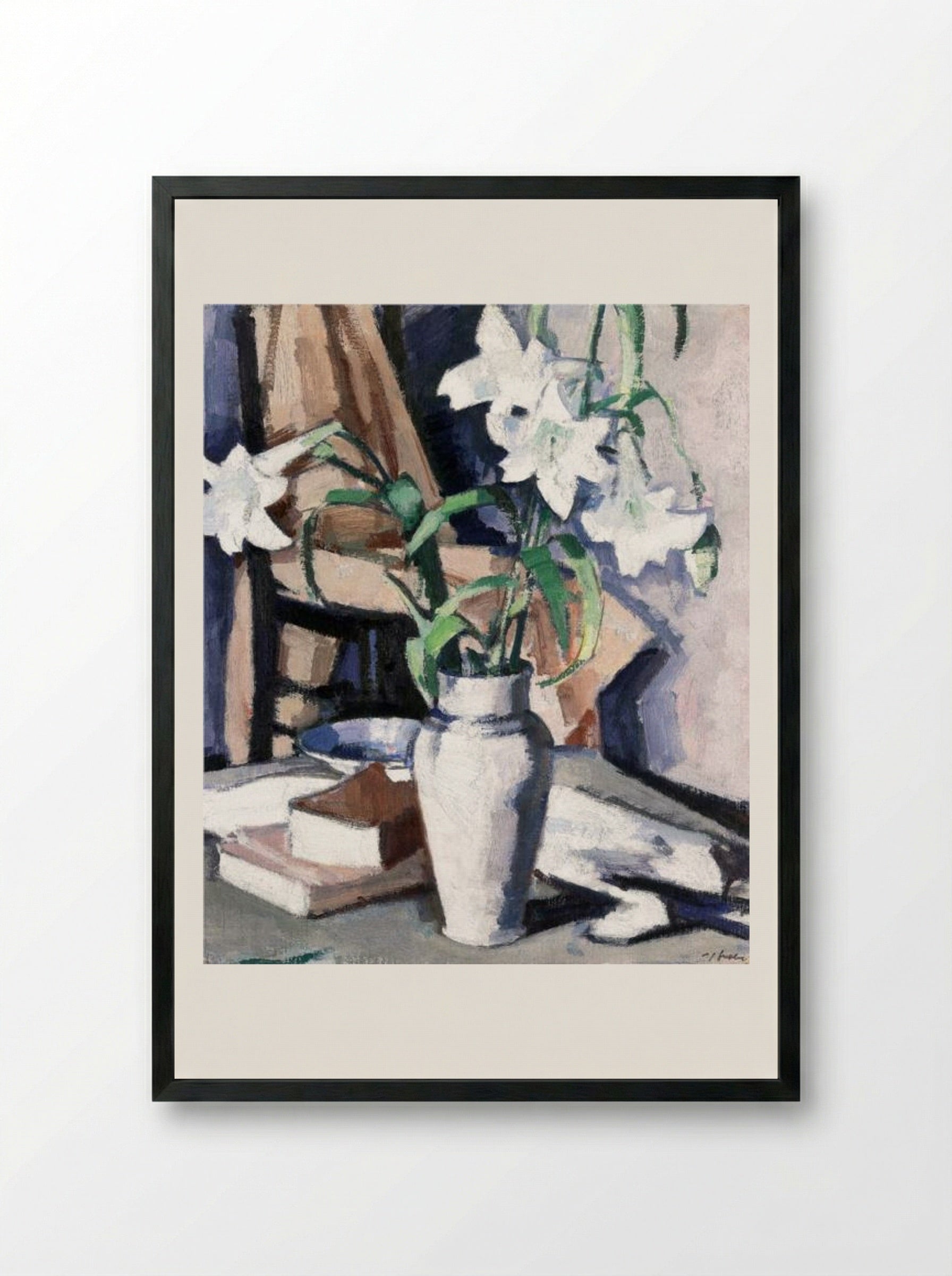 White Lilies - Samuel Peploe - Framed Print Black