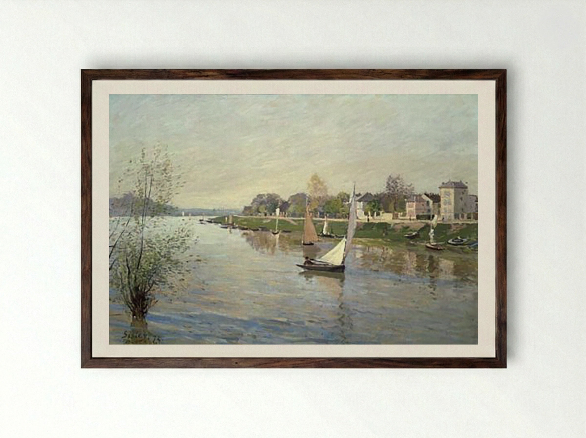 The Seine at Argenteuil - Alfred Sisley - Framed Print Dark Wood