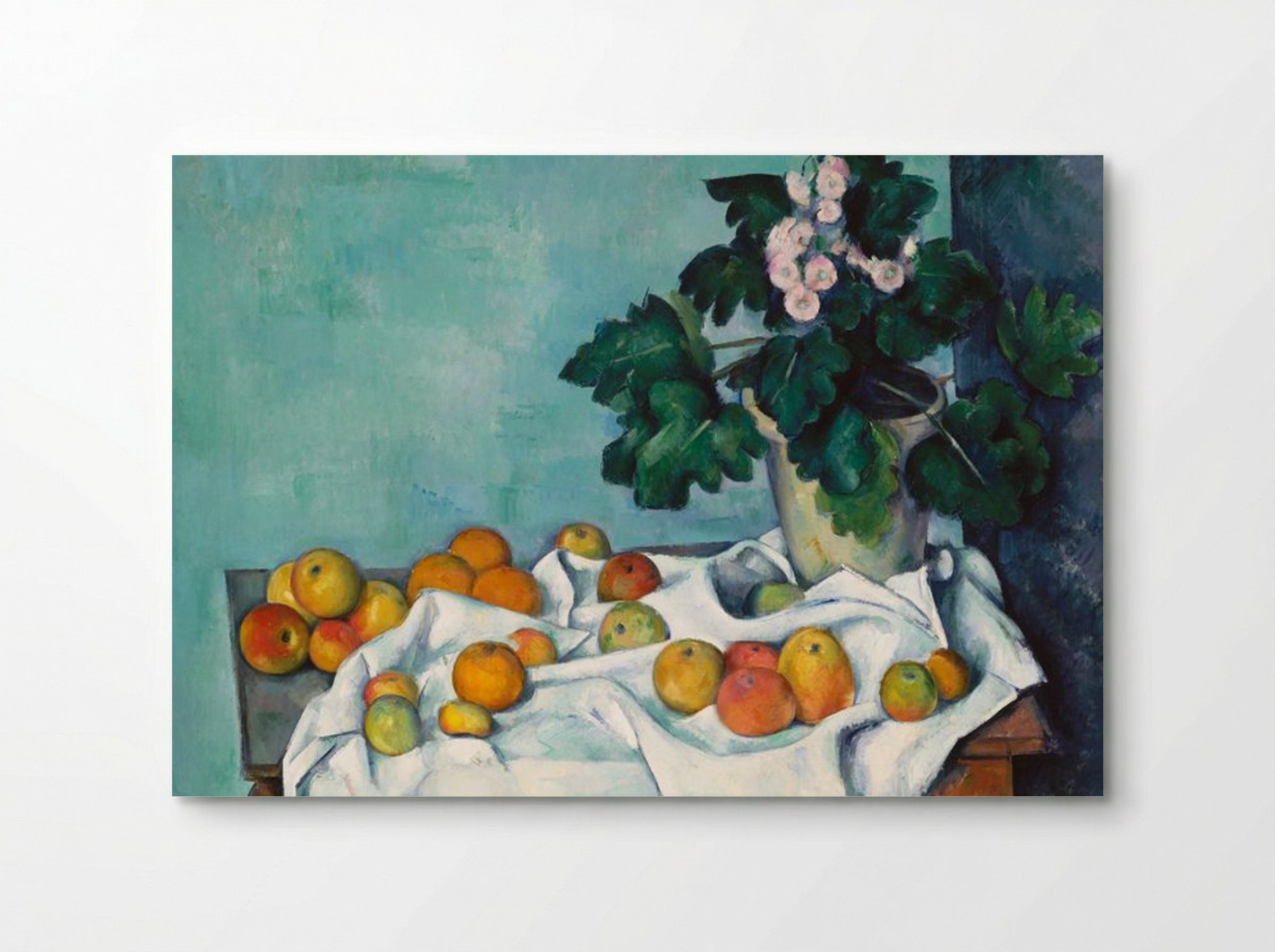 Still Life with Apples and a Pot of Primroses - Paul Cézanne - Poster