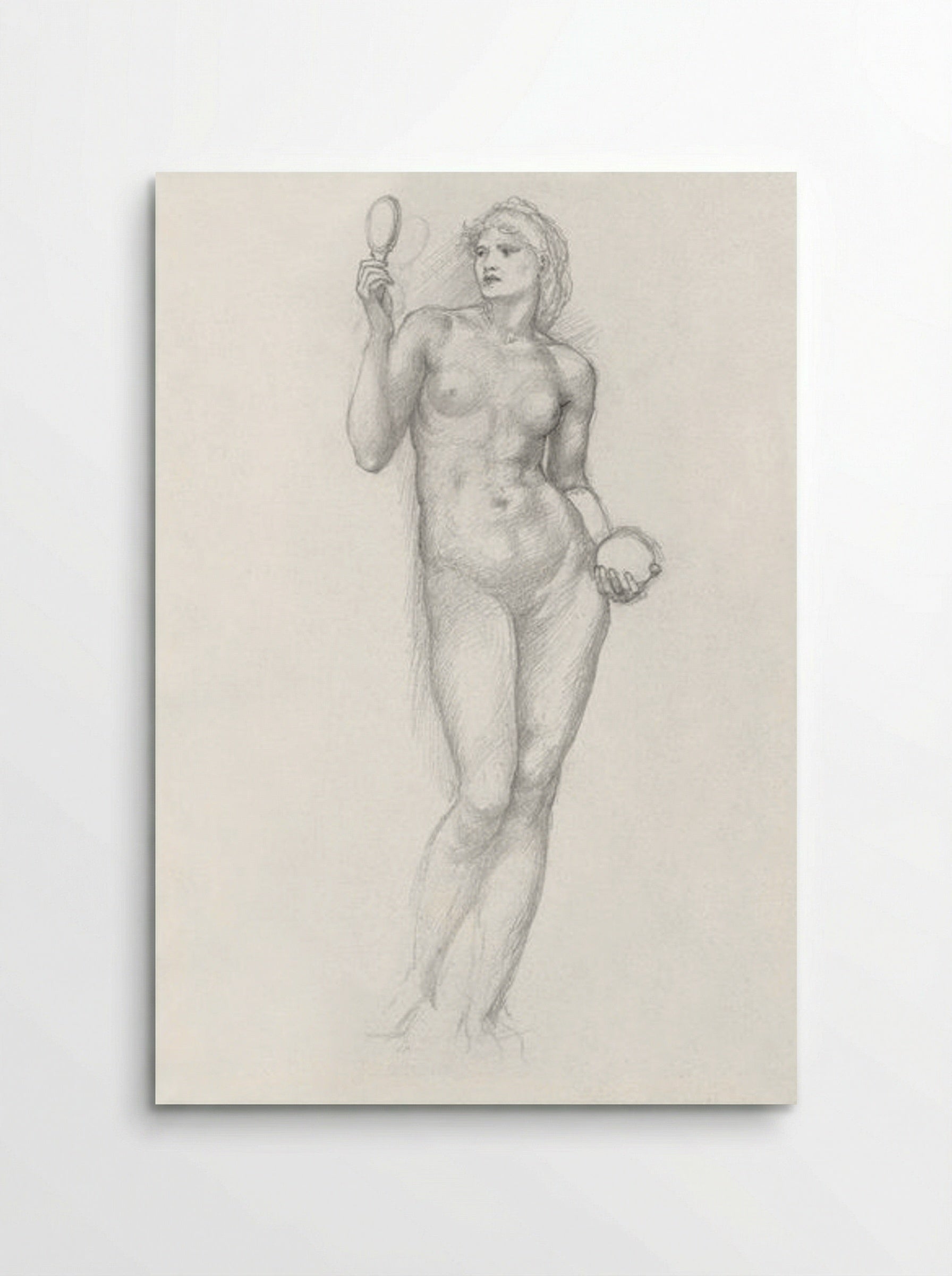 Nude Female Figure with Mirror - Edward Burne-Jones - Poster