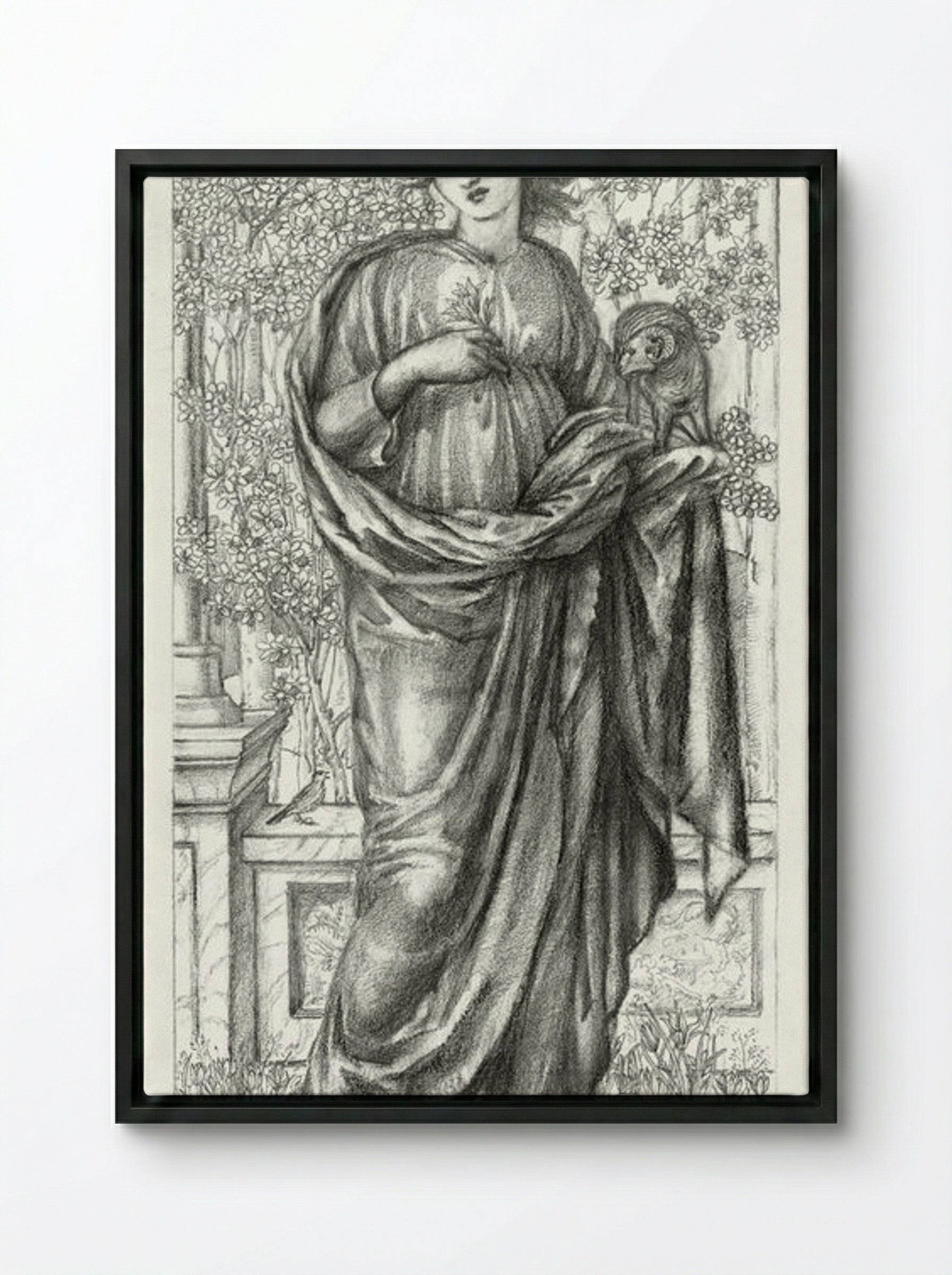 The Month of March - Edward Burne-Jones - Framed Canvas Black