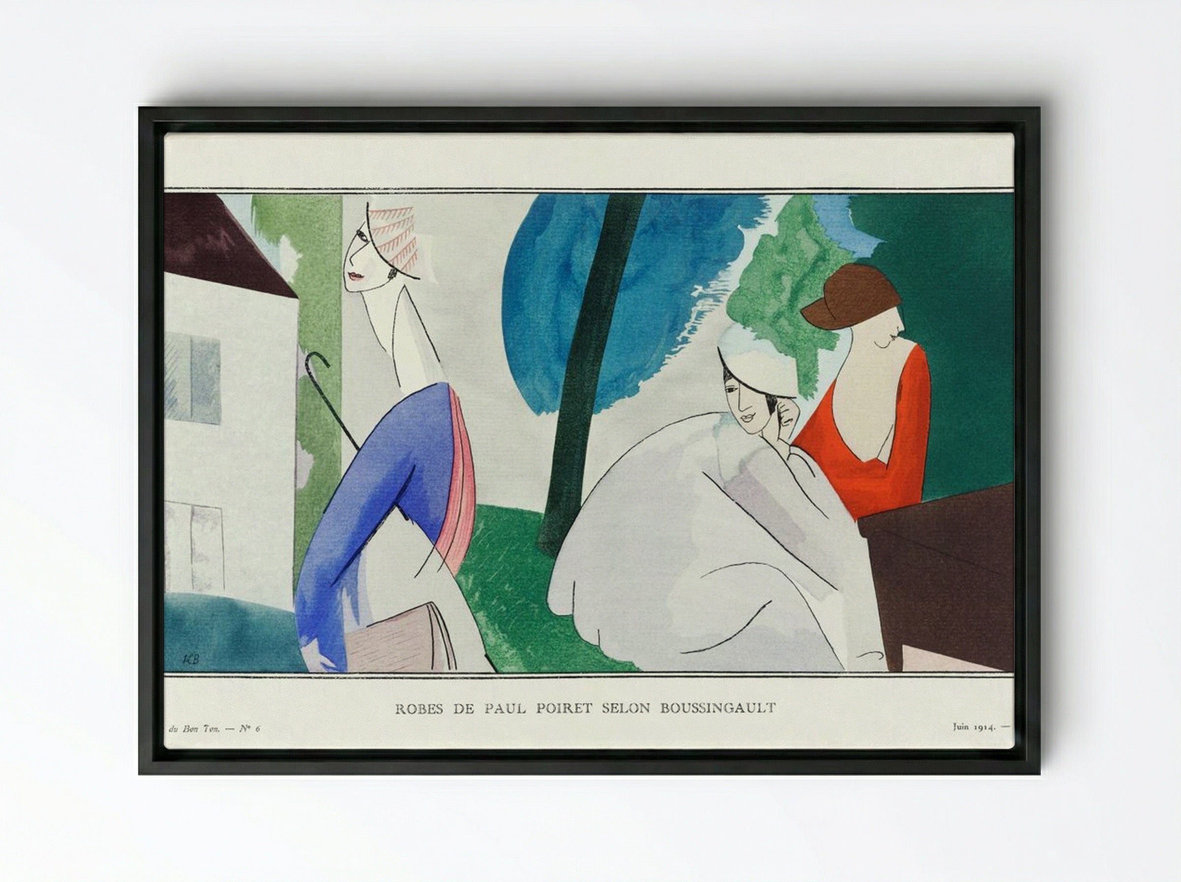 Robes de Paul Poiret selon Boussingault - Jean-Louis Boussingault - Framed Canvas Black