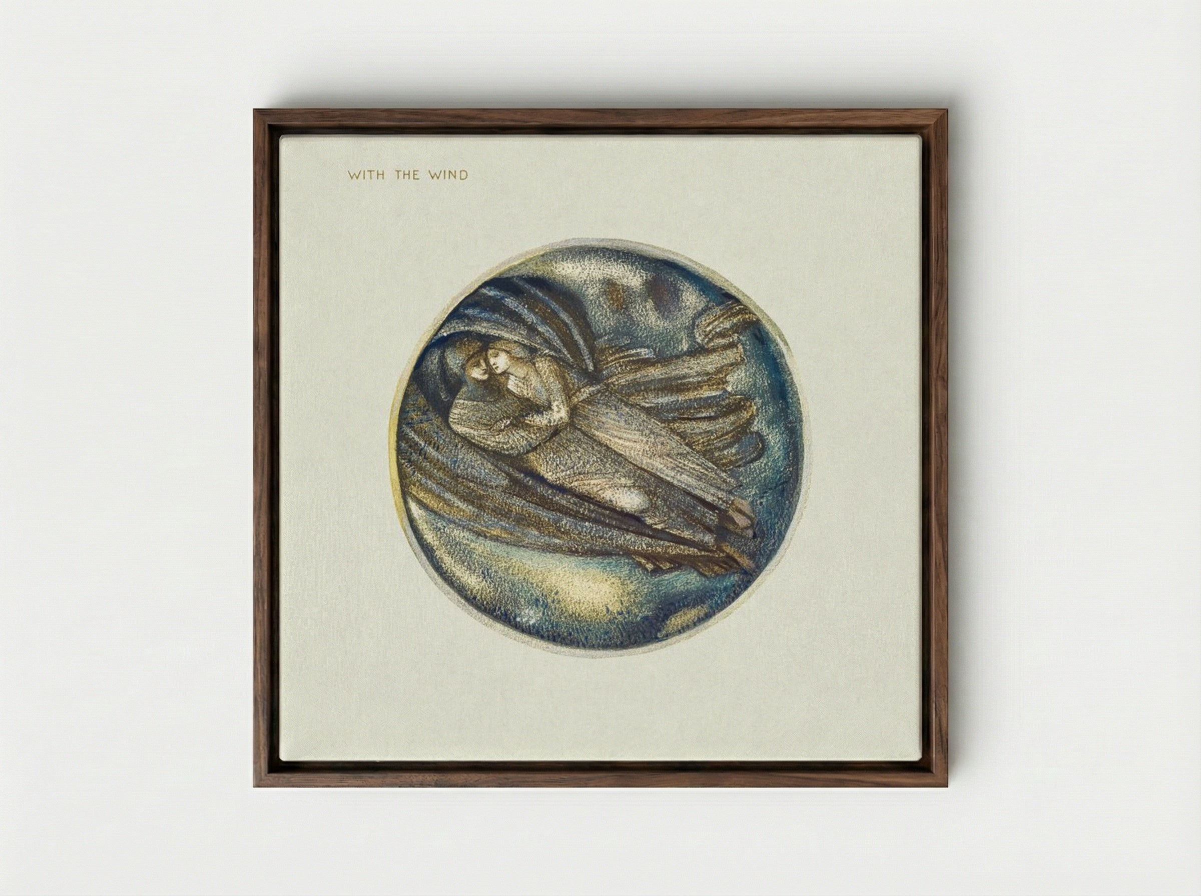 With the Wind, from The Flower Book - Edward Burne-Jones - Framed Canvas Dark Wood