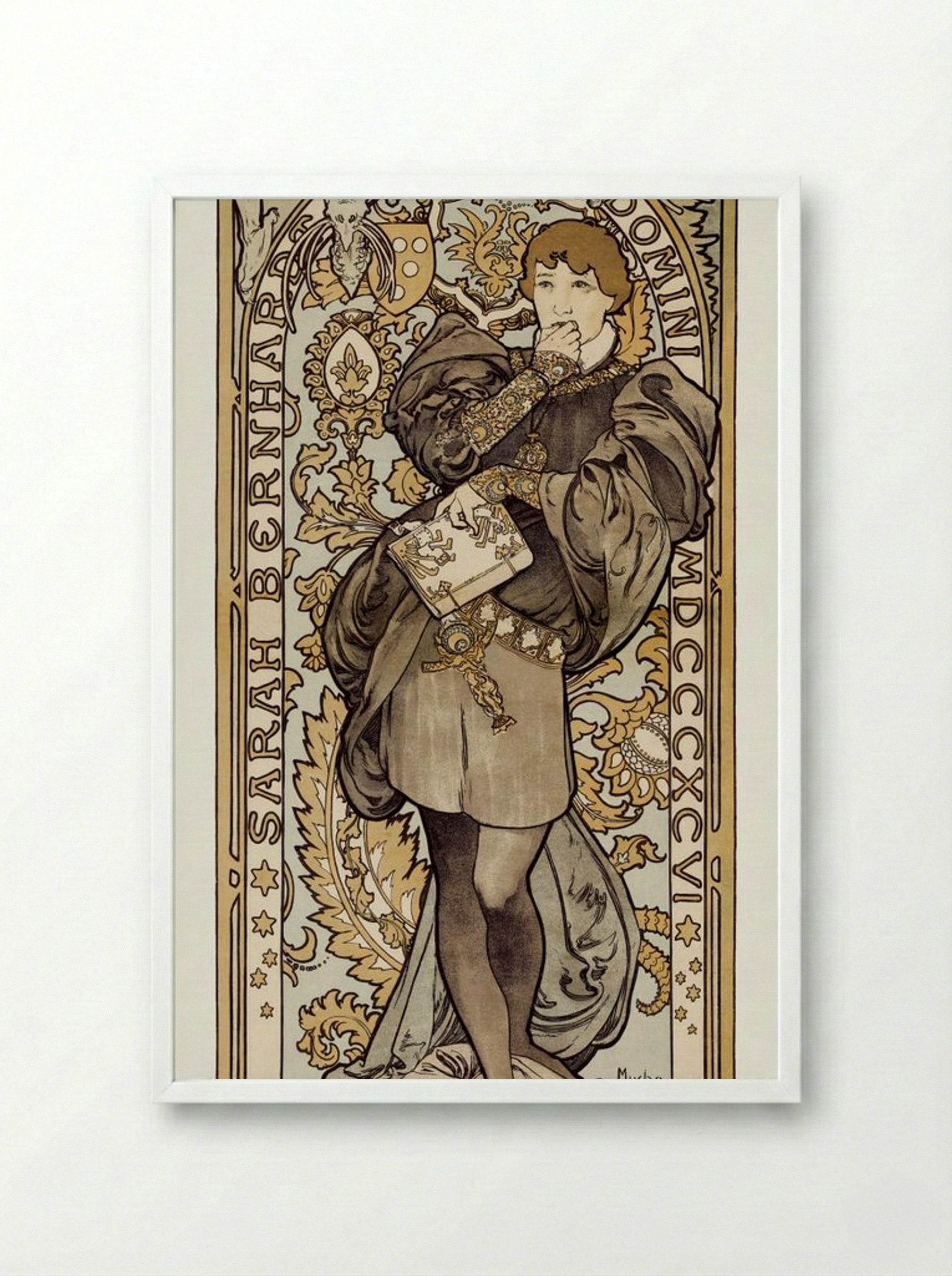 Théâtre de la Renaissance: Lorenzaccio - Alphonse Mucha - Framed Print White