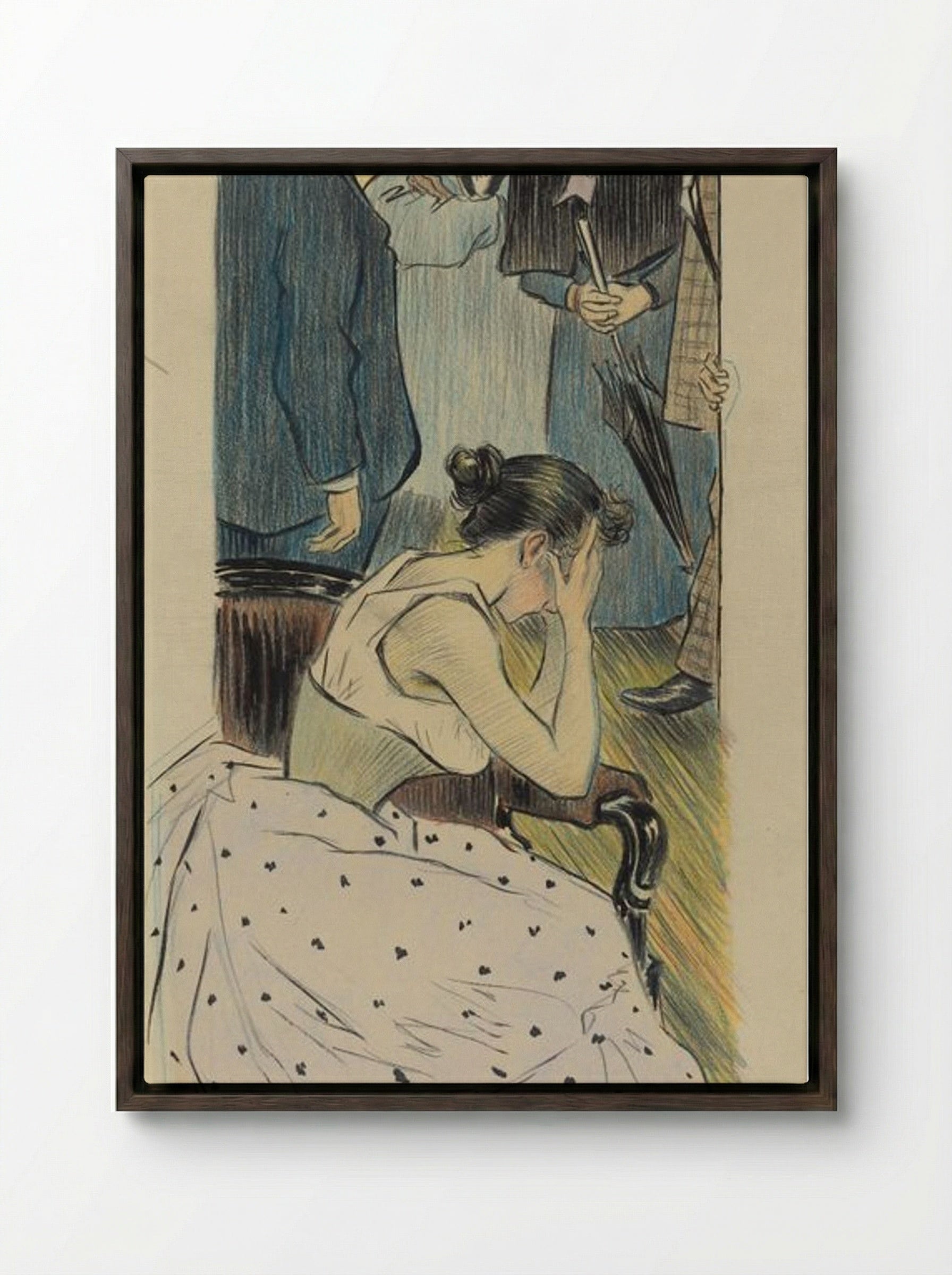 Sa famille (chanson) - Théophile Alexandre Steinlen - Framed Canvas Dark Wood