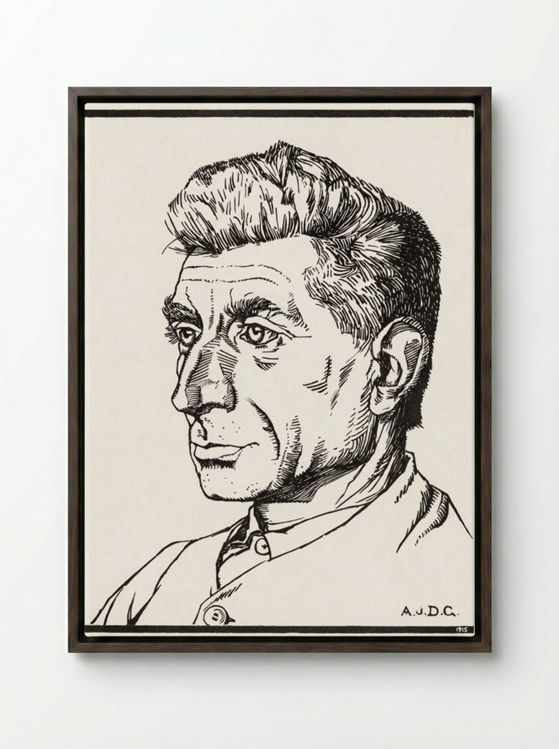 Portrait of a Man - Julie de Graag - Framed Canvas Dark Wood