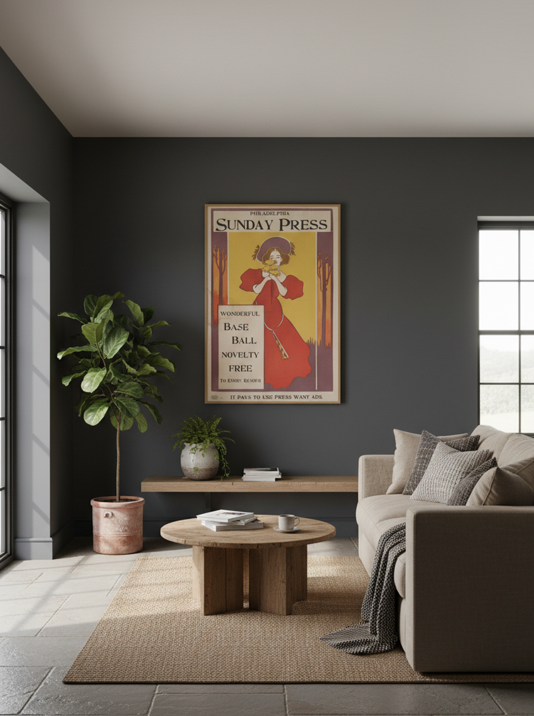 Philadelphia Sunday Press Baseball Novelty Advertisement - Fine Art Print - Lifestyle