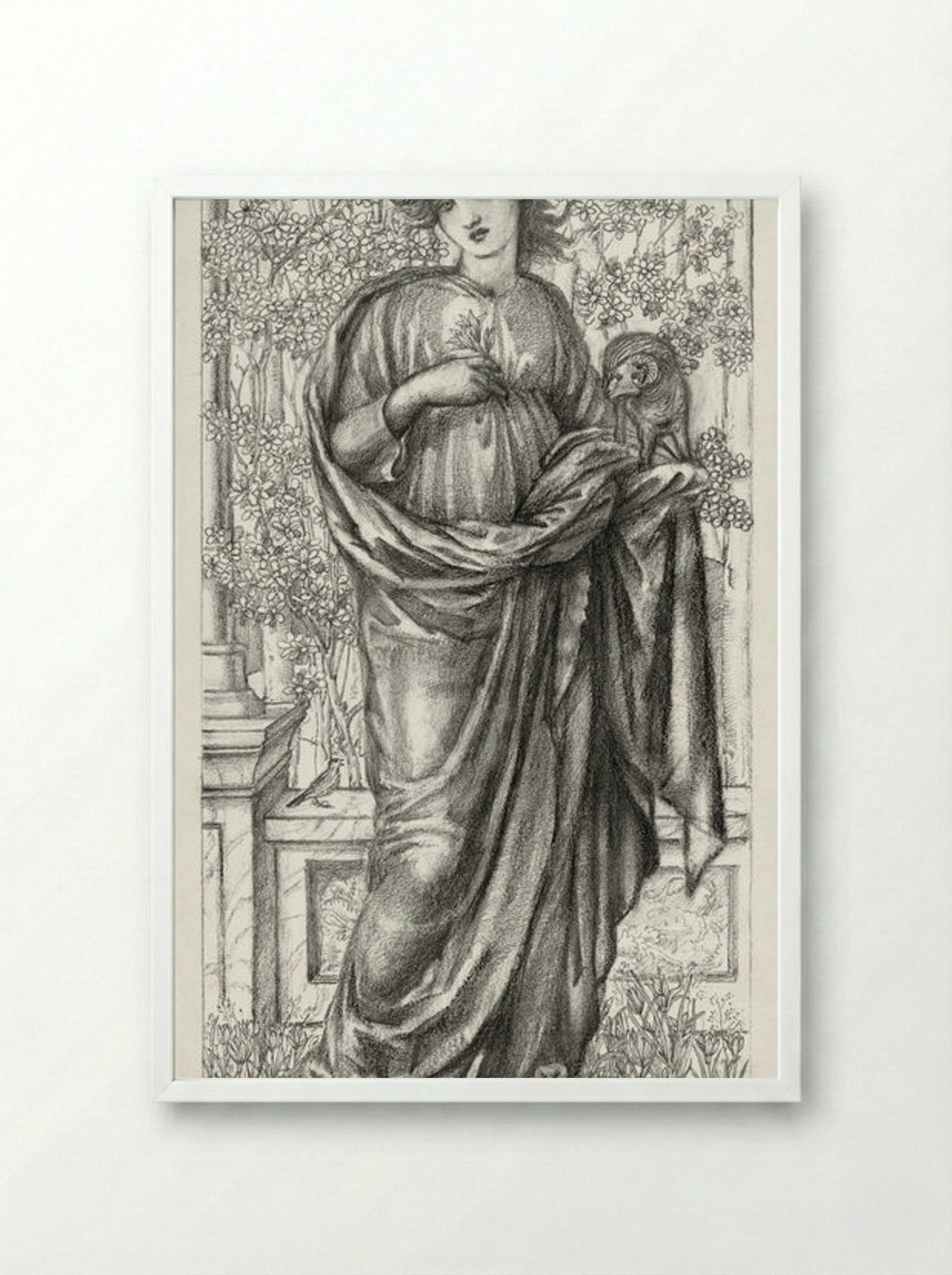 The Month of March - Edward Burne-Jones - Framed Print White