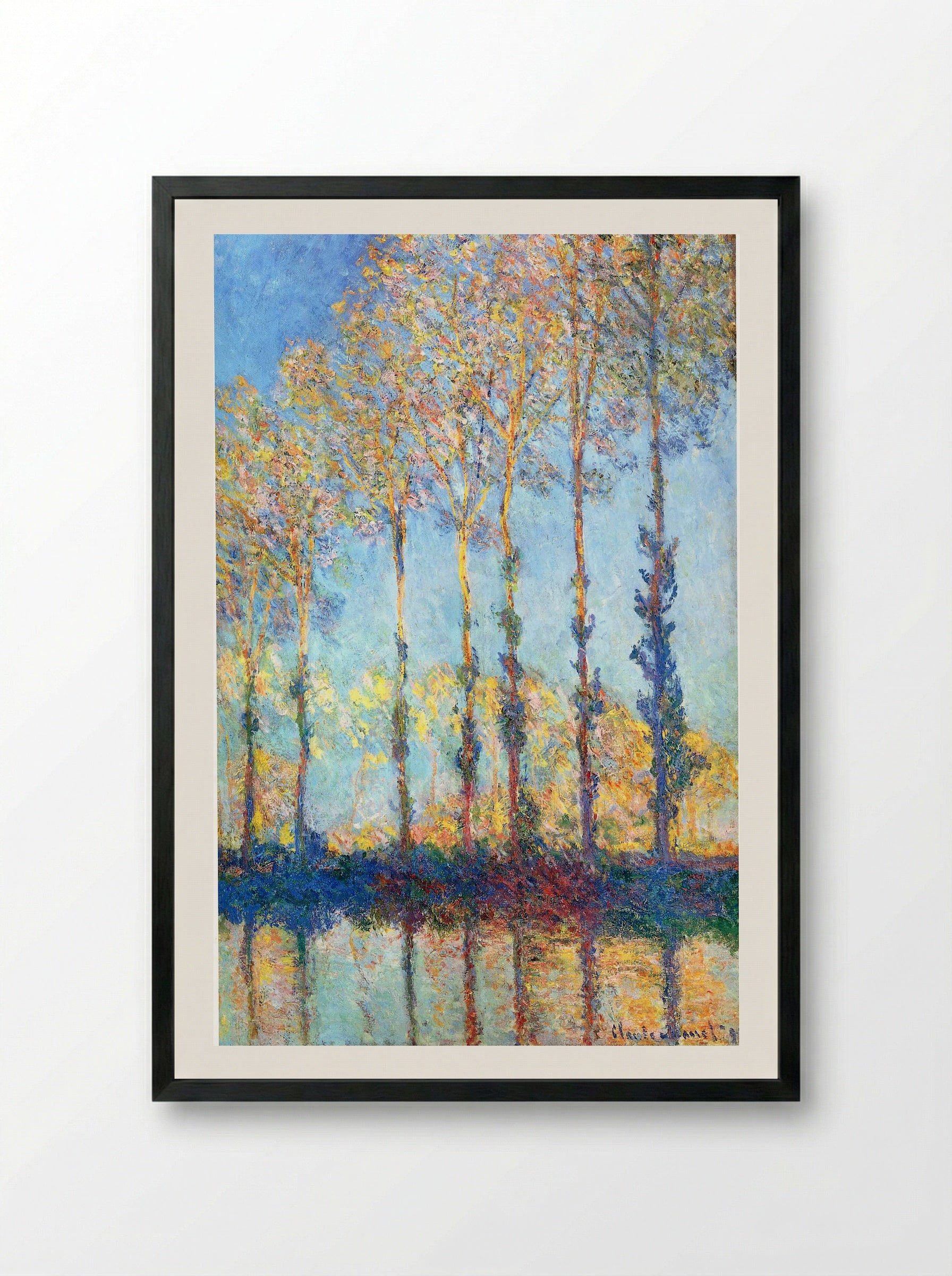 Poplars on the Banks of the Epte - Claude Monet - Framed Print Black