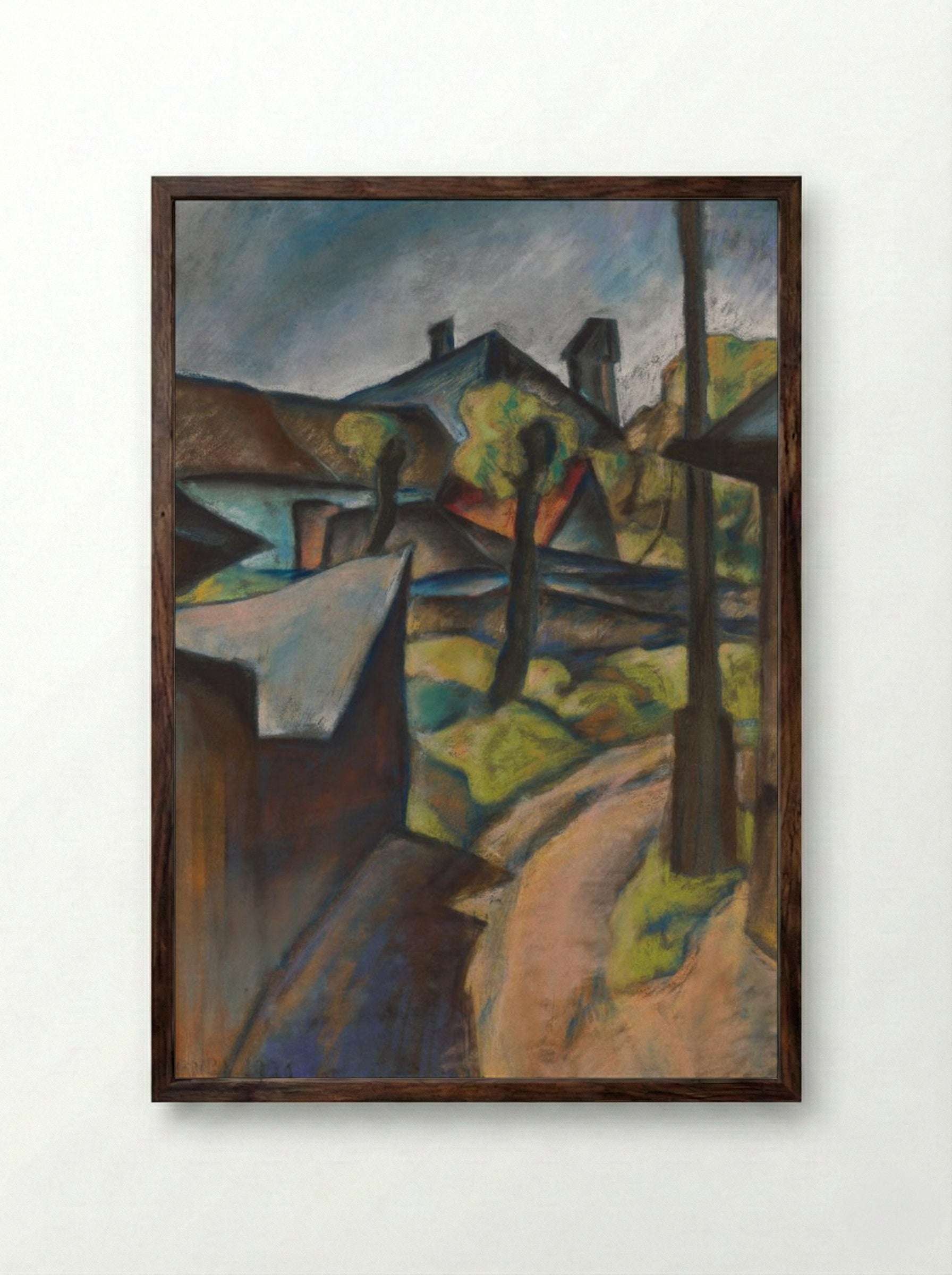 On the Outskirts of Kosice - Konstantin Bauer - Framed Print Dark Wood