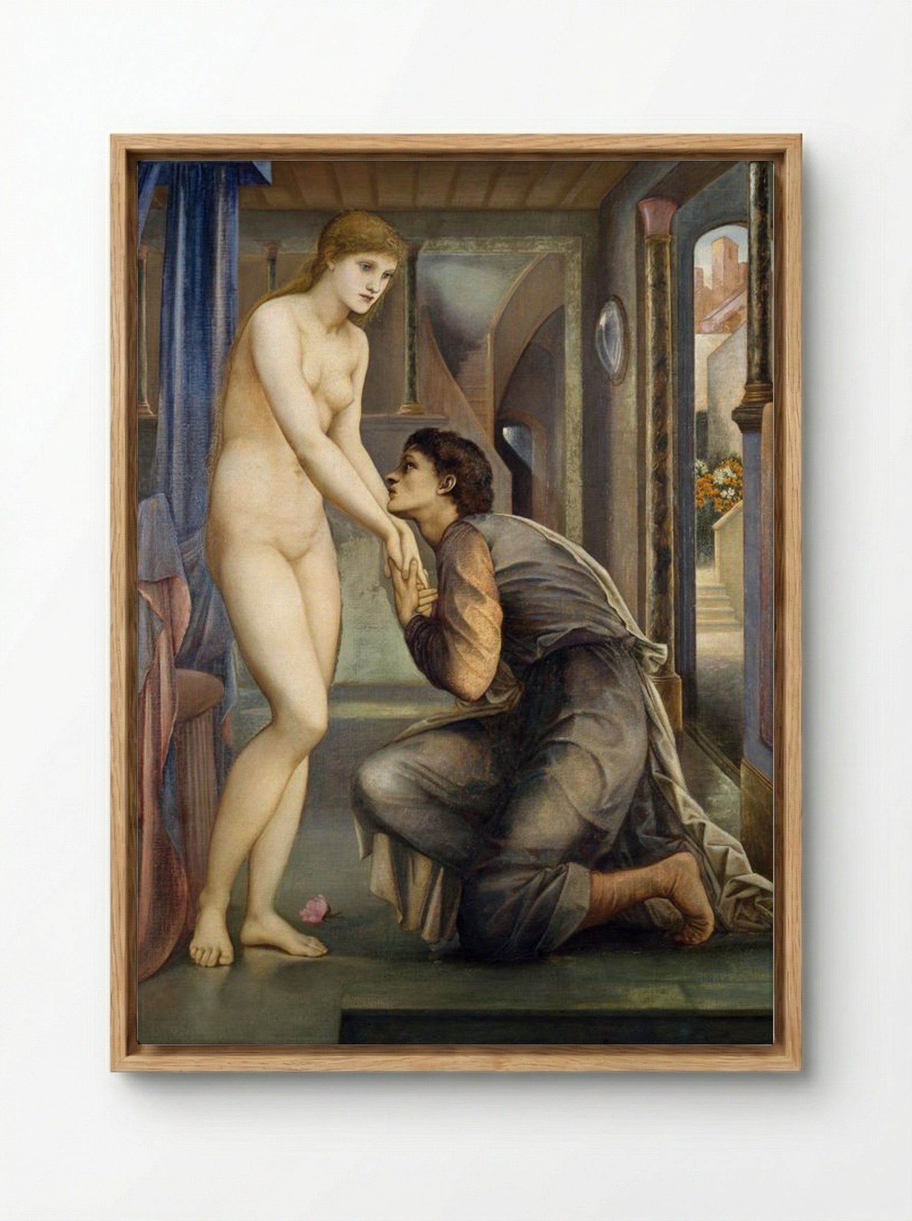 Pygmalion and the Image - The Soul Attains - Edward Burne-Jones - Framed Canvas Wood