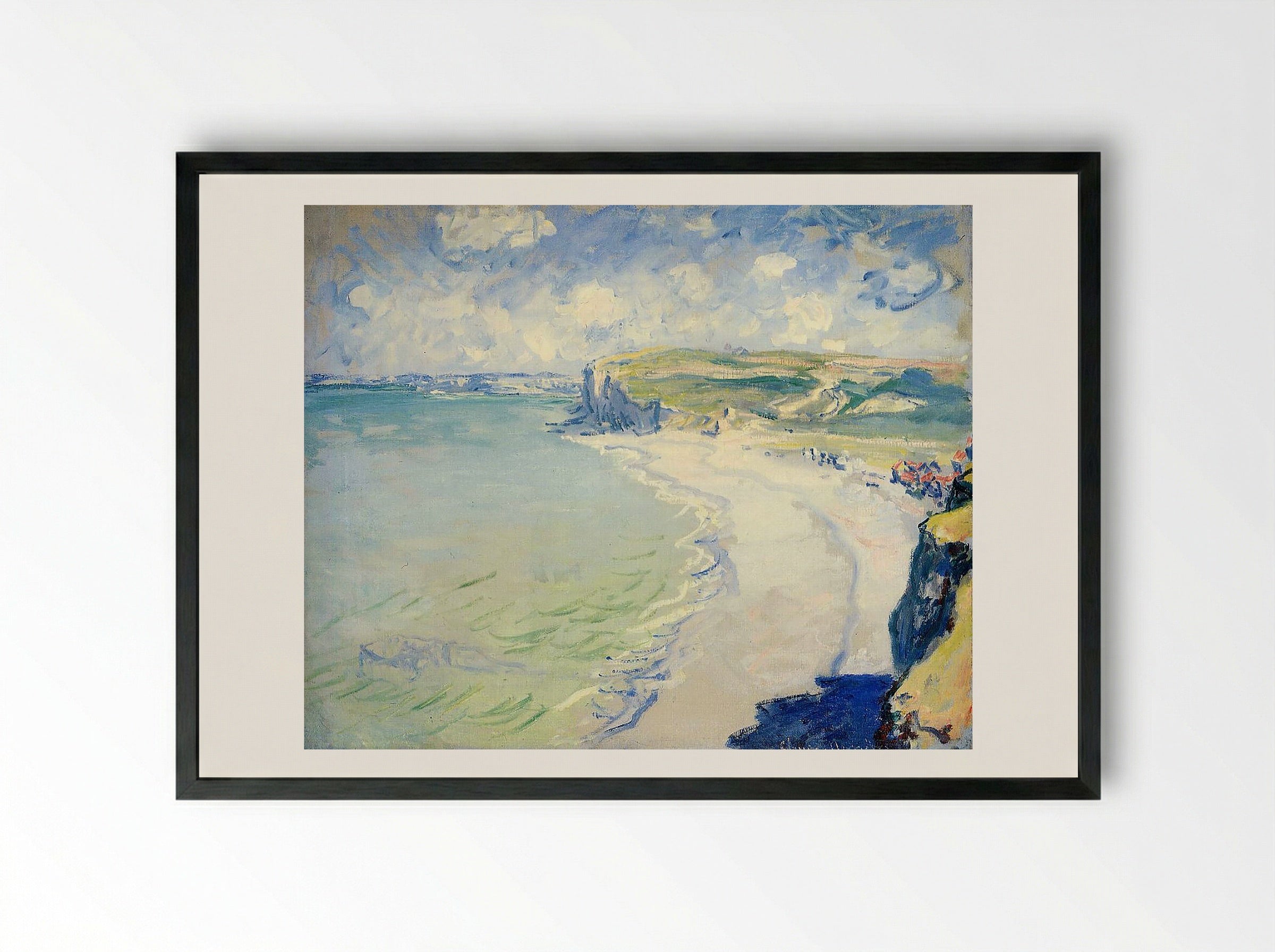 The Beach at Pourville - Claude Monet - Framed Print Black