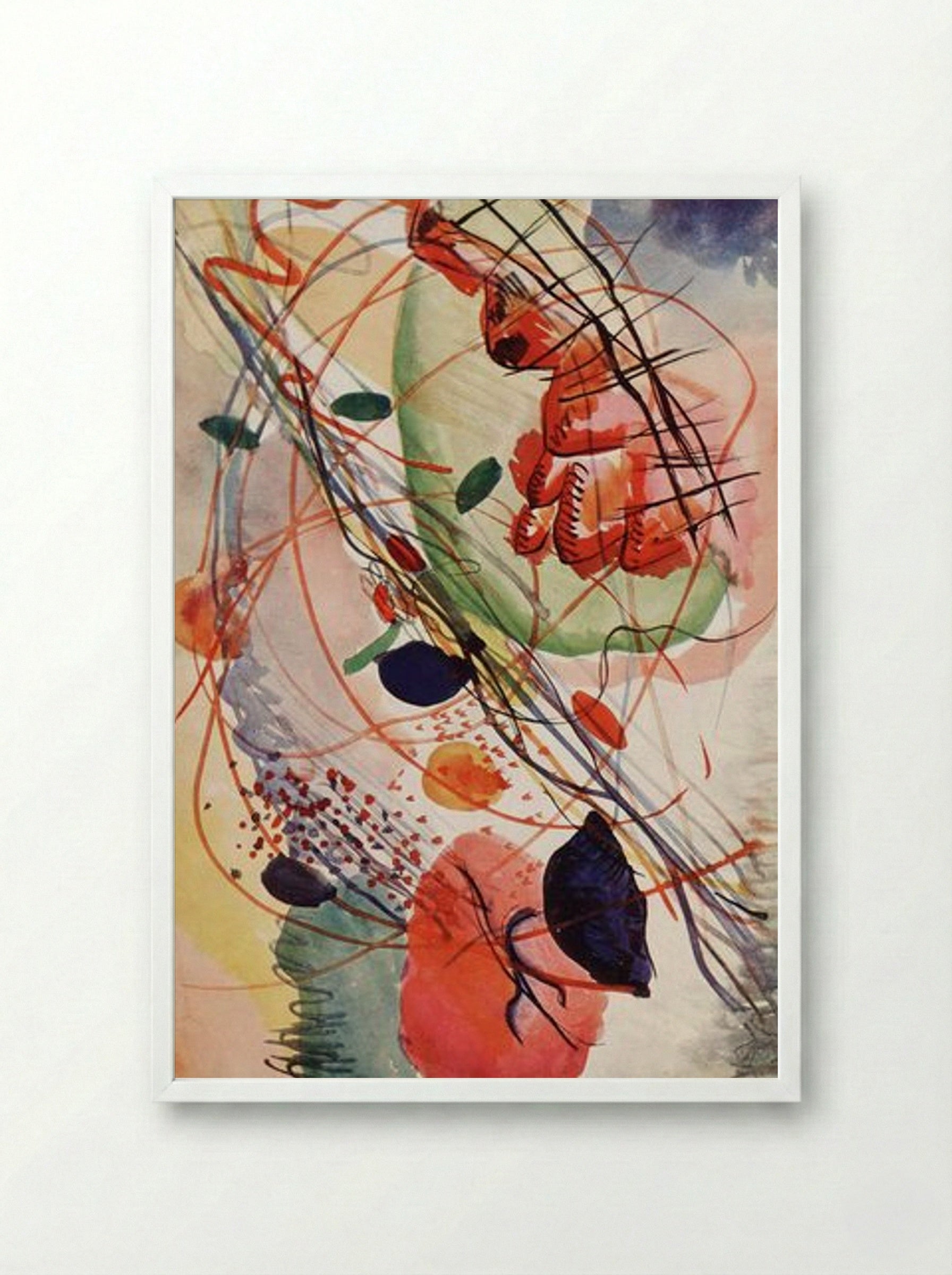 Untitled (Abstract Composition, Watercolour) - Wassily Kandinsky - Framed Print White