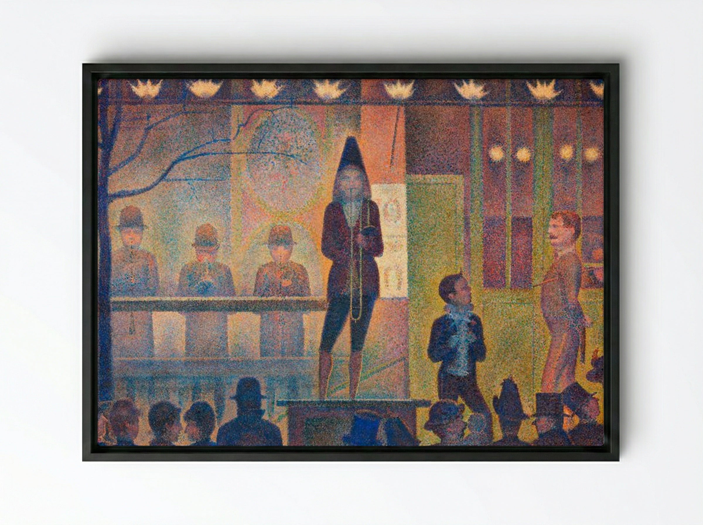 Circus Sideshow (Parade de Cirque) - Georges Seurat - Framed Canvas Black