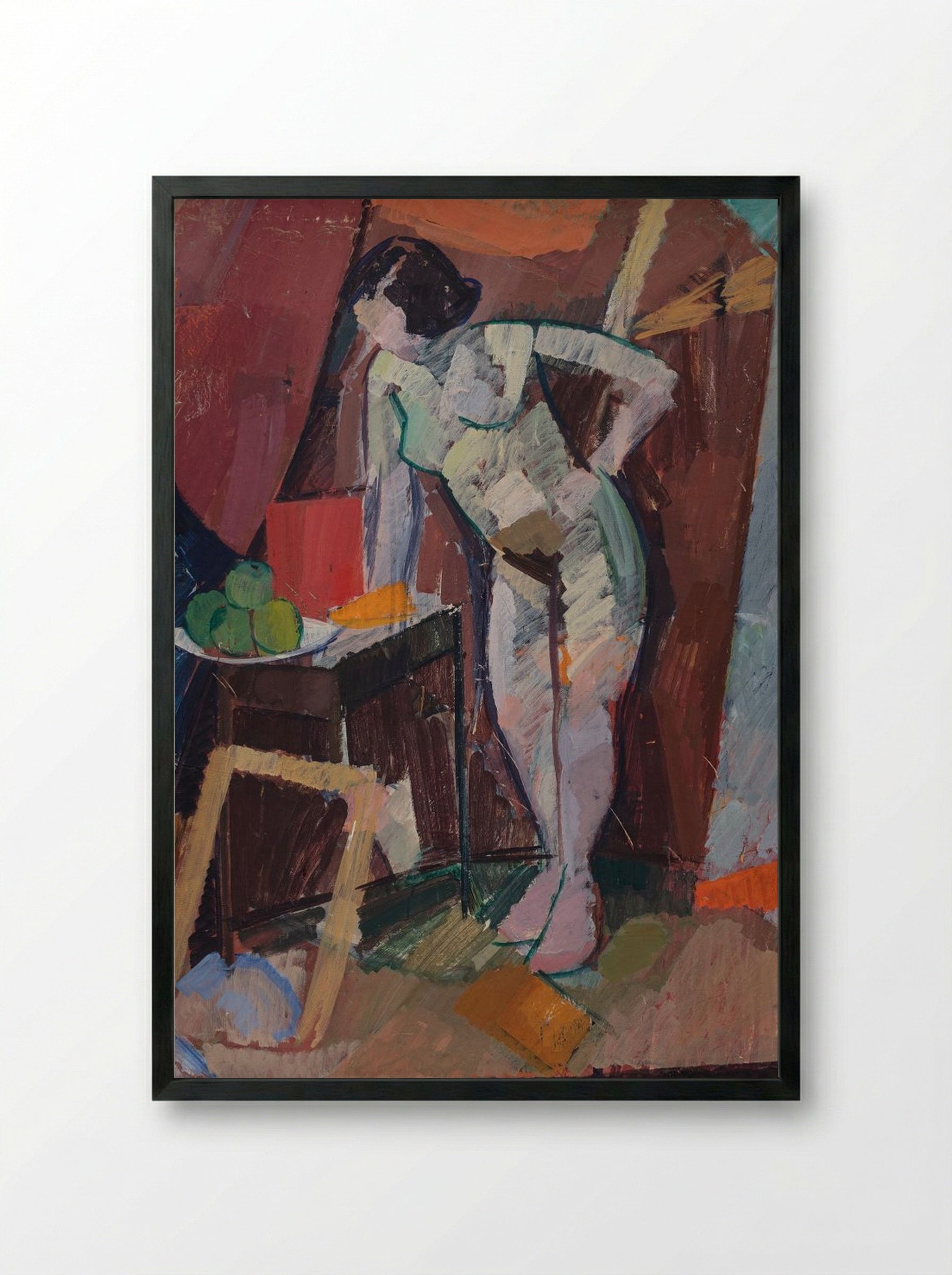 Standing Female Nude - Edvard Weie - Framed Print Black