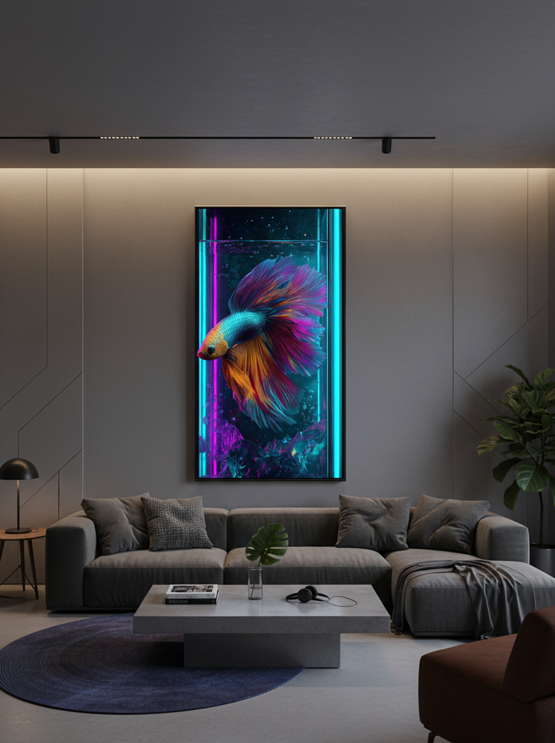 Neon Betta No.2 – Electric Blue Betta in Chromatic Tank - Lifestyle