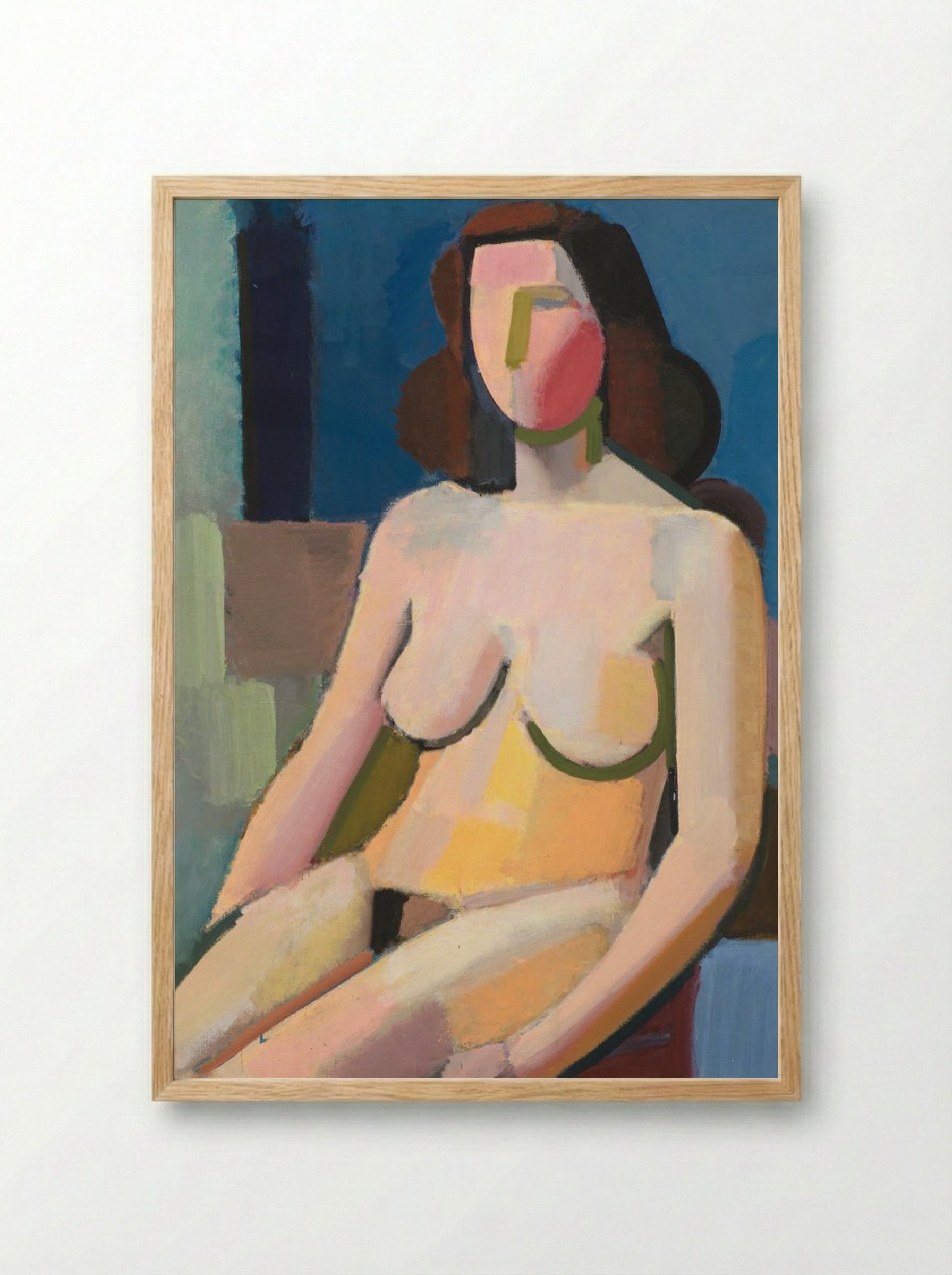 Seated Female Model - Vilhelm Lundstrøm - Framed Print Wood