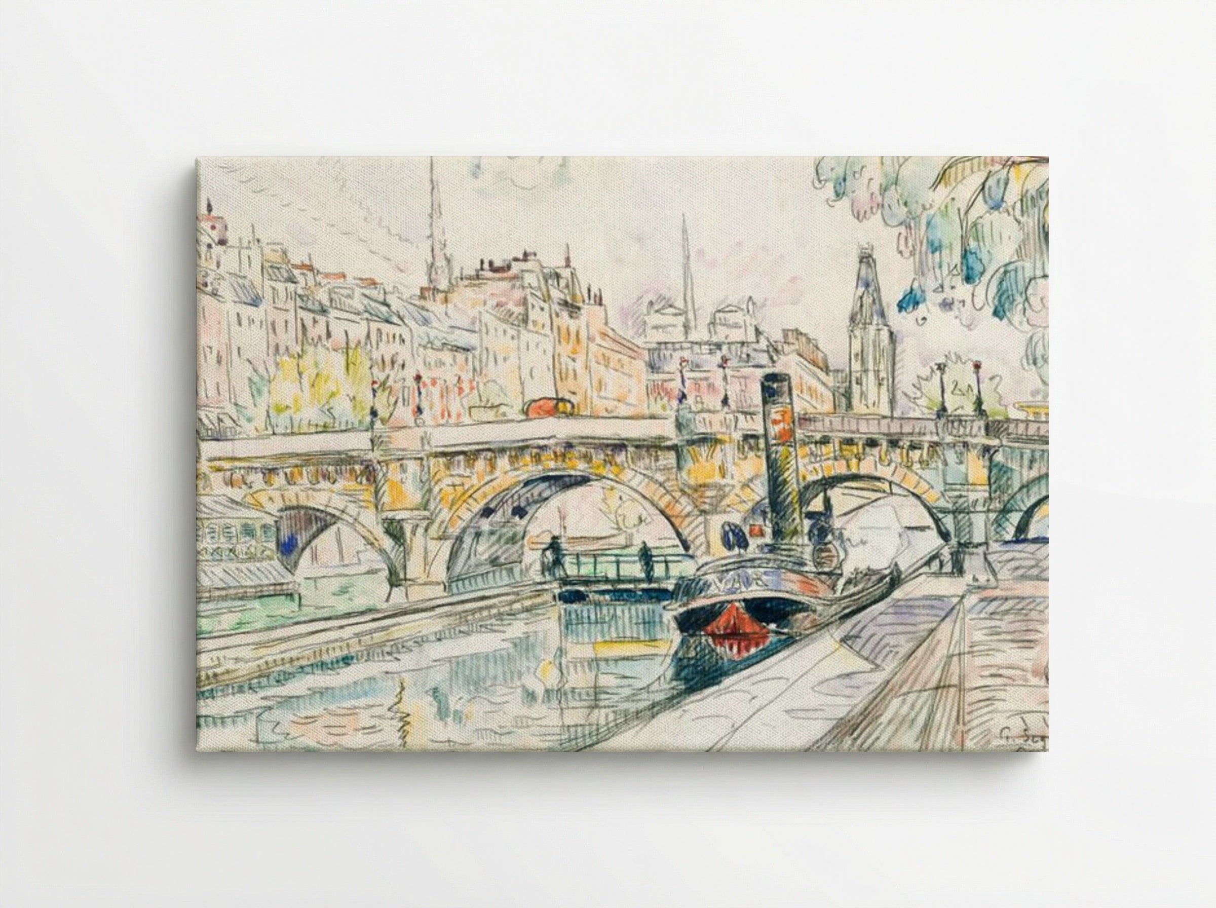 Tugboat at the Pont Neuf, Paris - Paul Signac - Canvas