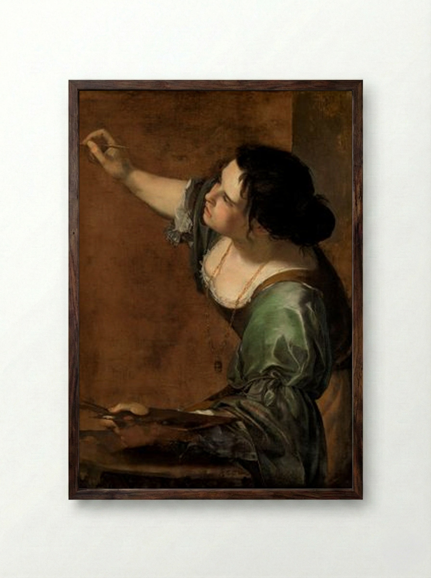 Self-Portrait as the Allegory of Painting - Artemisia Gentileschi - Framed Print Dark Wood