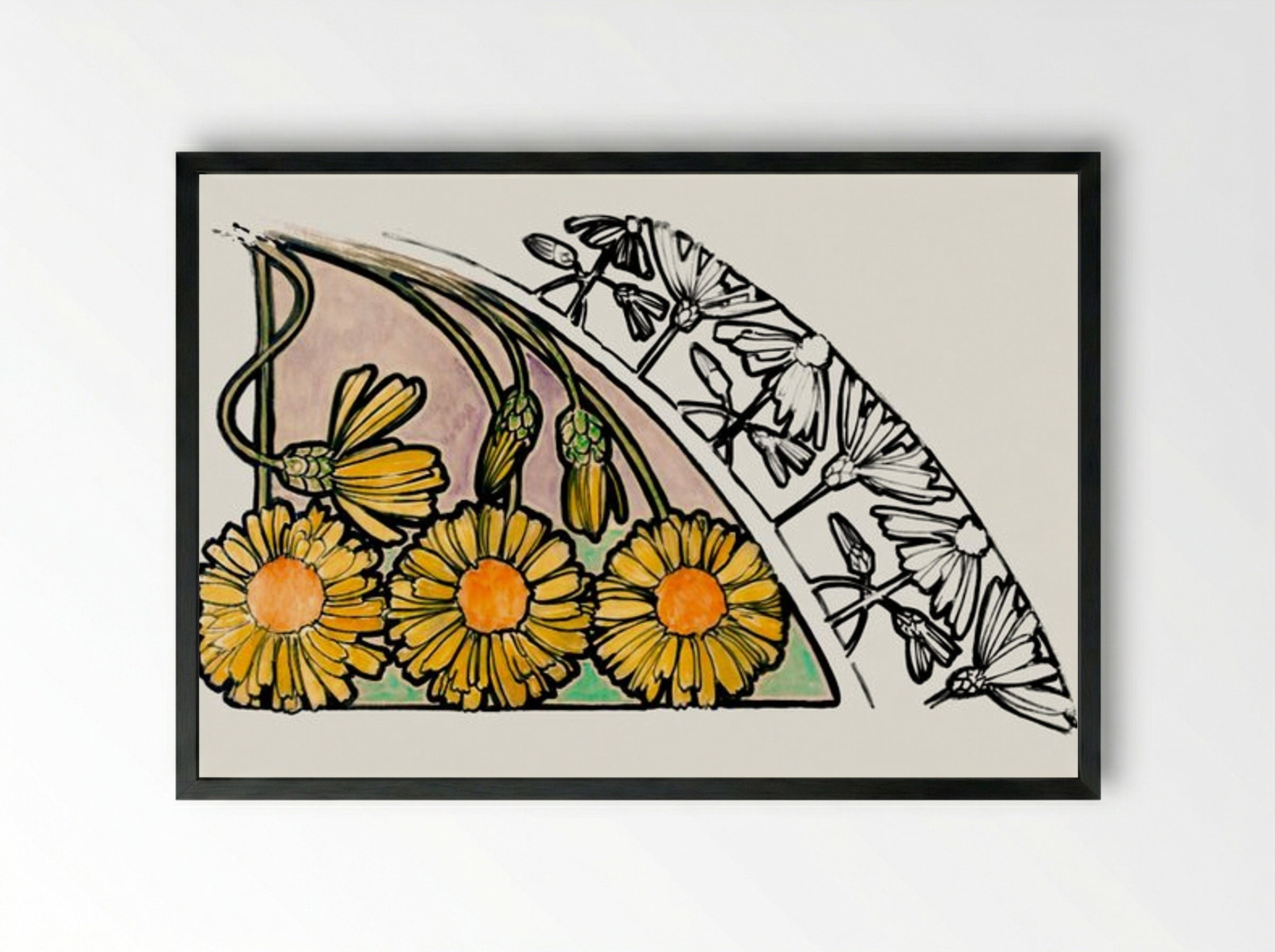 Floral Motif for Fouquet Boutique - Alphonse Mucha - Framed Print Black