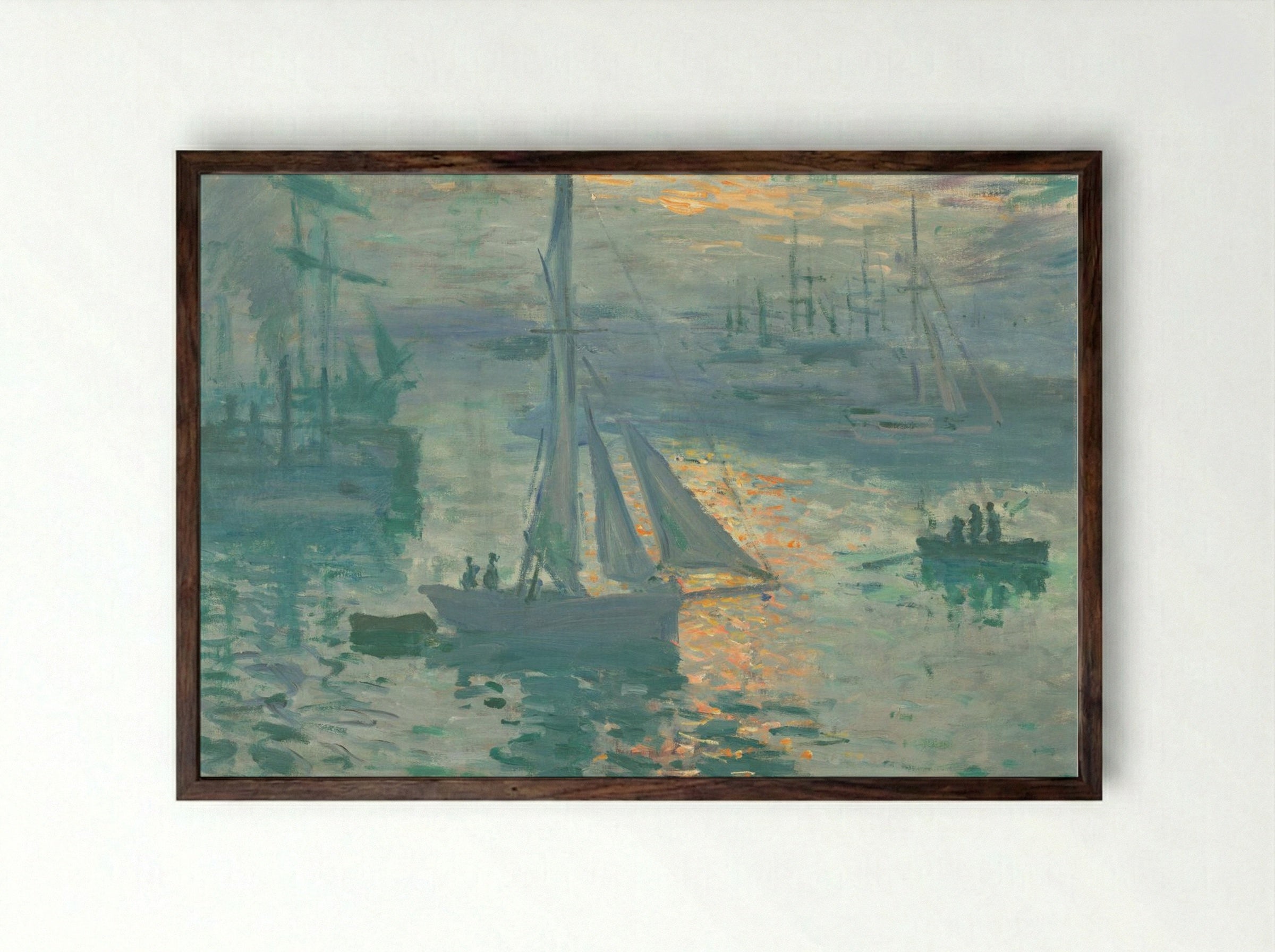 Sunrise - Claude Monet - Framed Print Dark Wood