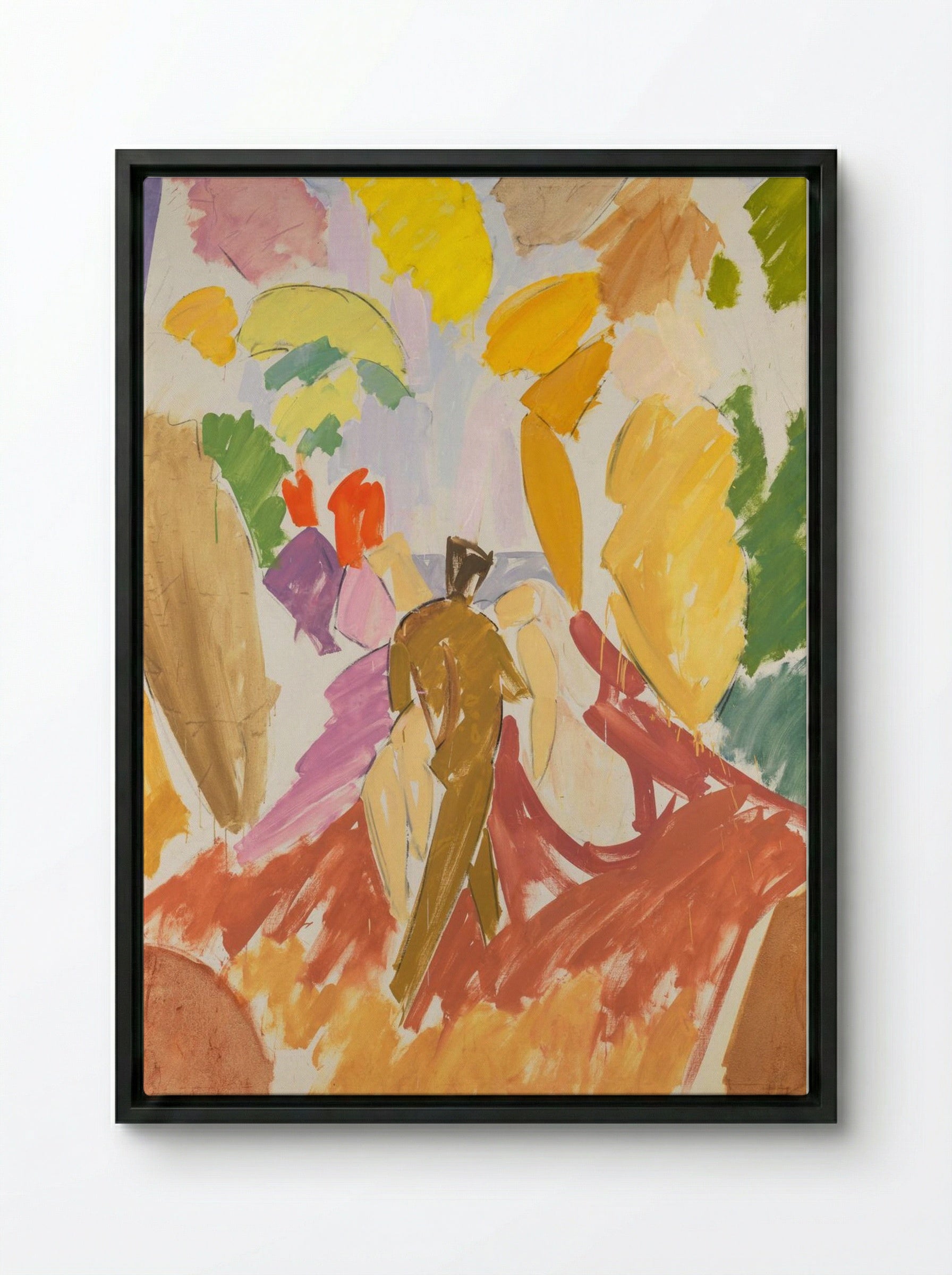 Faun and Nymph - Edvard Weie - Framed Canvas Black