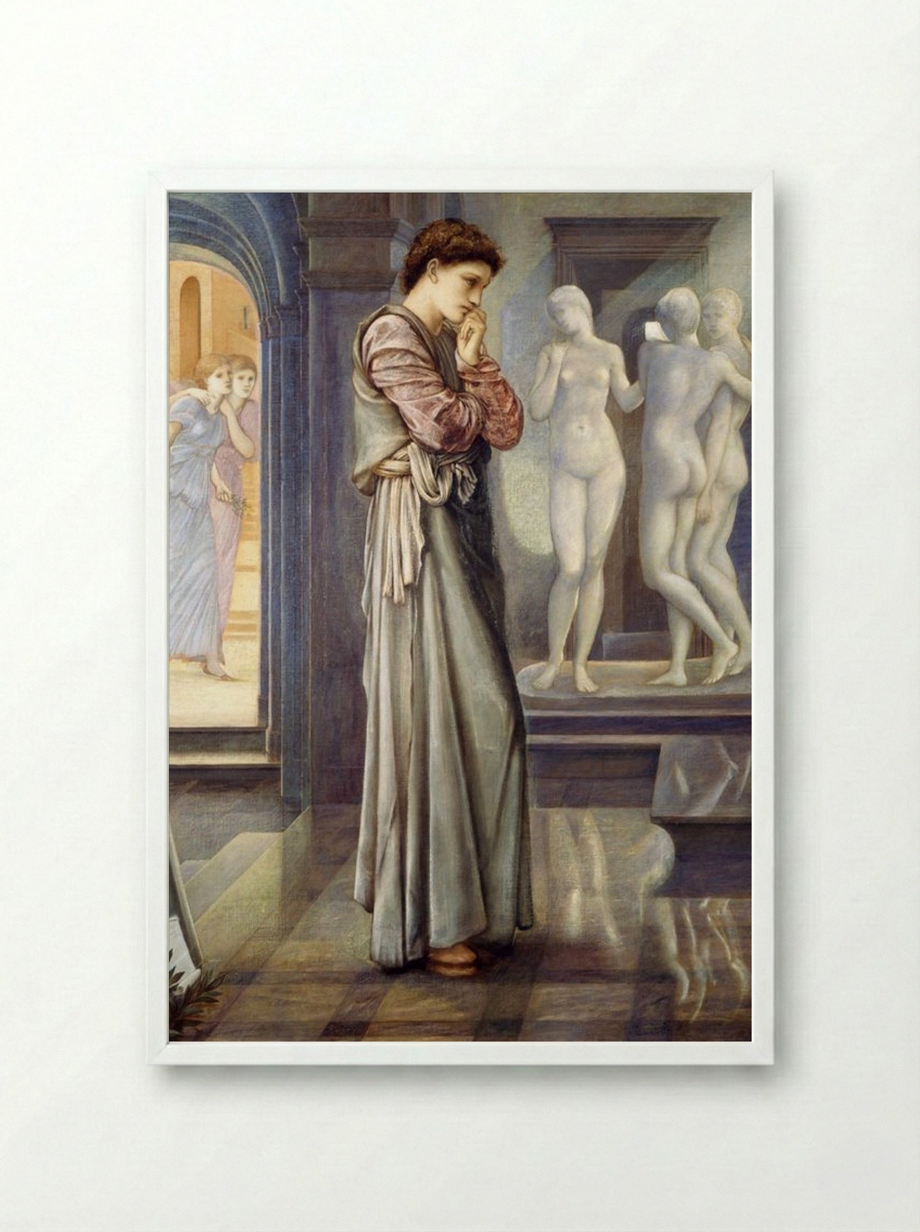 Pygmalion and the Image: The Heart Desires - Edward Burne-Jones - Framed Print White