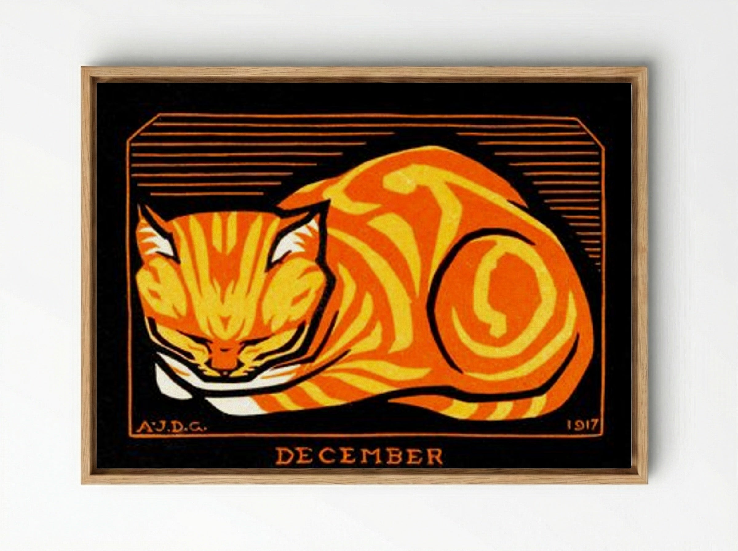 December Cat - Julie de Graag - Framed Canvas Wood