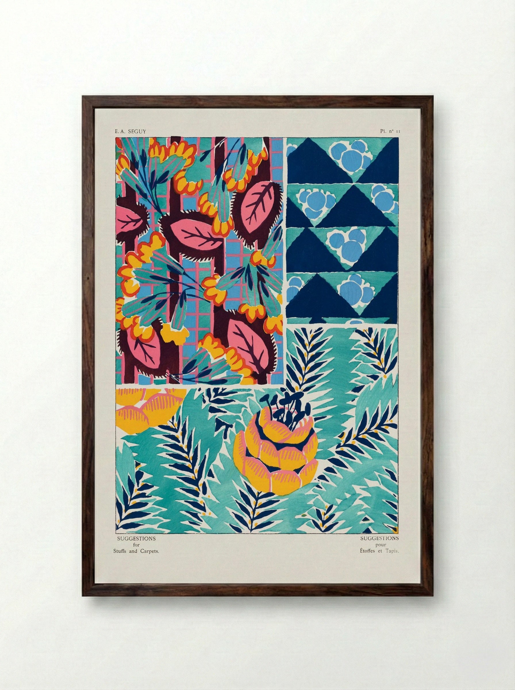 Suggestions for Stuffs and Carpets, Plate 11 - Émile-Allain Séguy - Framed Print Dark Wood