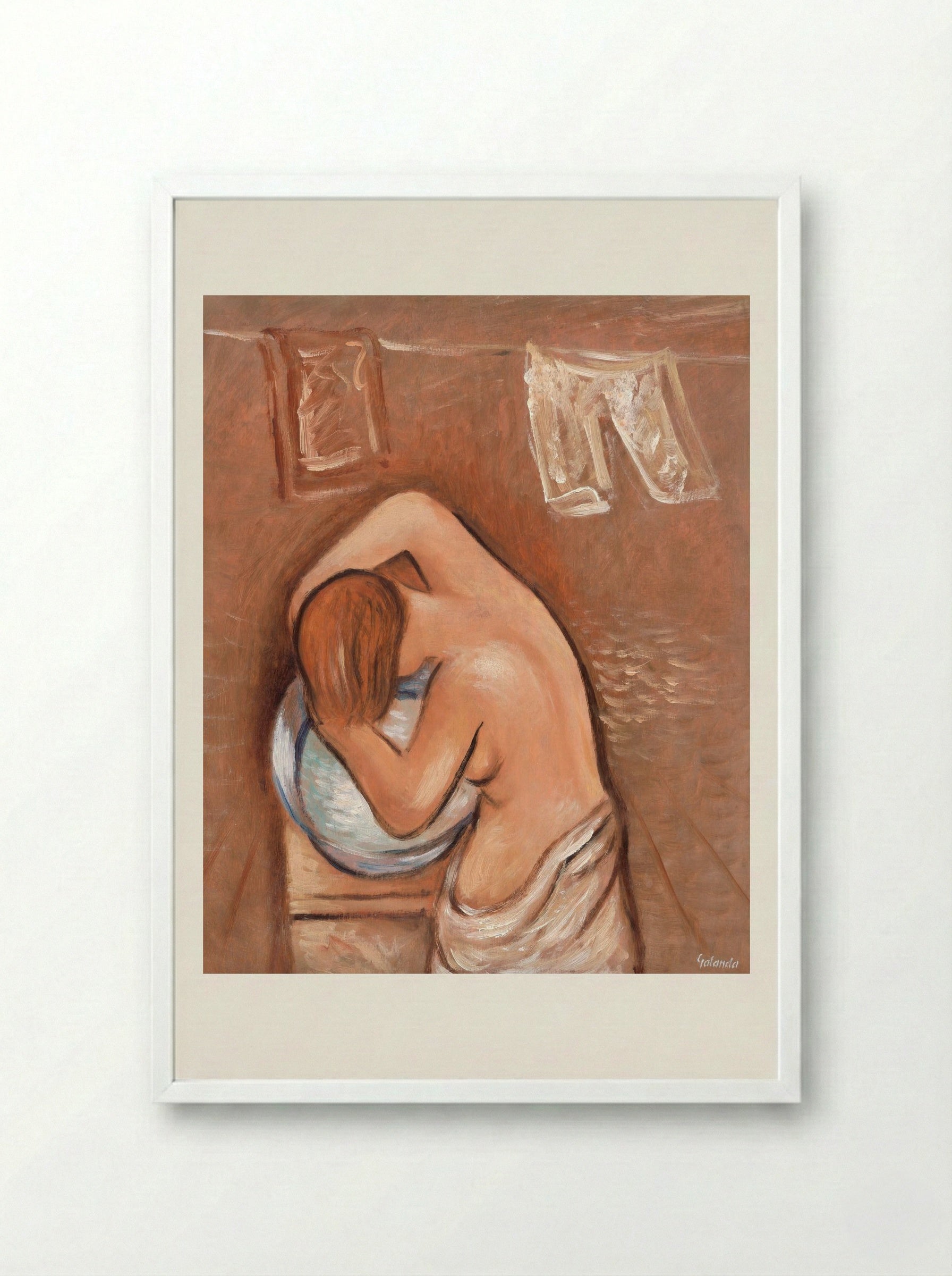 Washing Hair - Mikuláš Galanda - Framed Print White