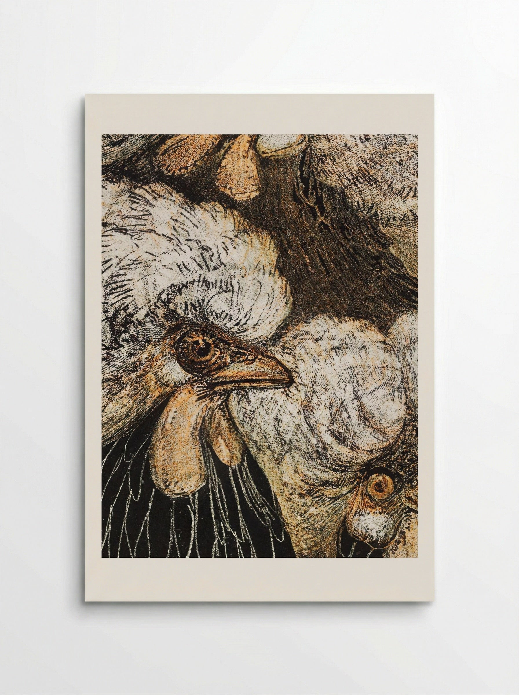 Drie kuifkippen (Three Crested Chickens) - Theo van Hoytema - Poster