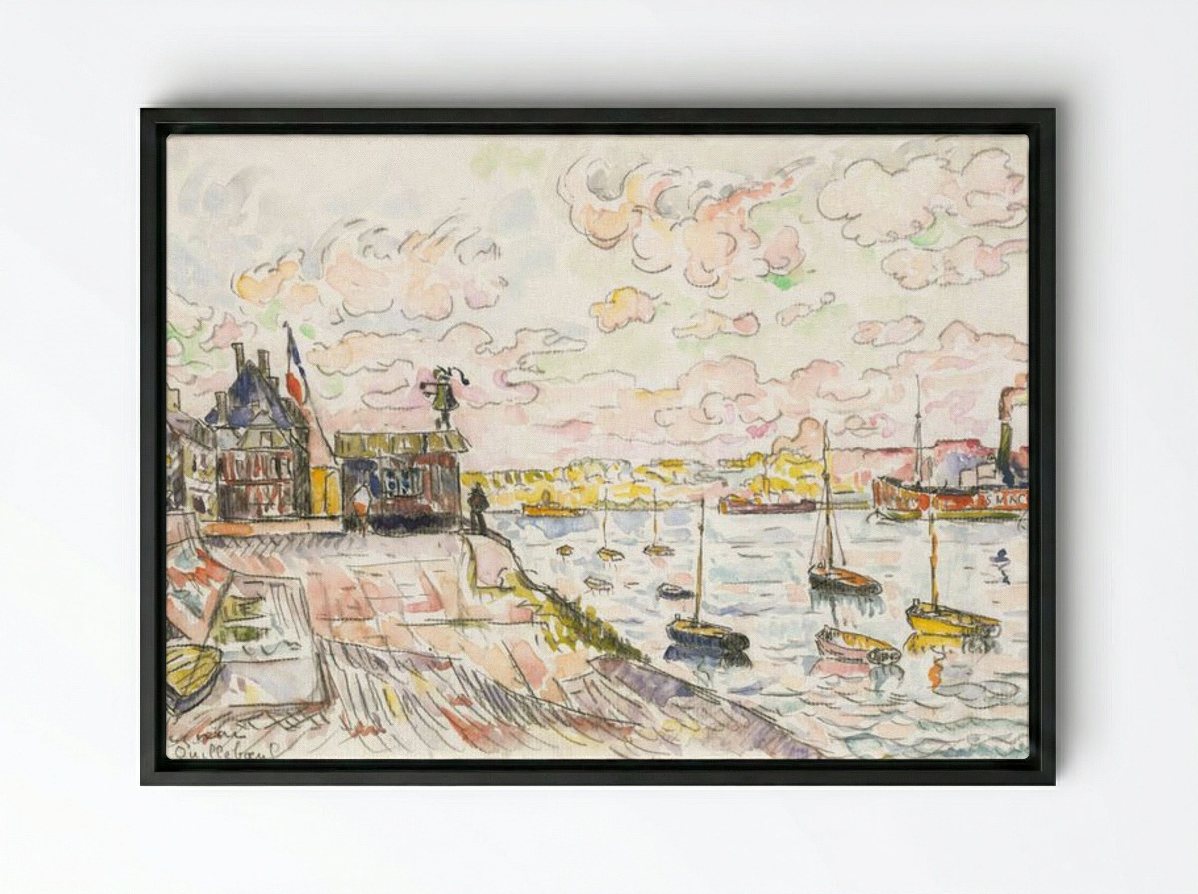 Quilleboeuf - Paul Signac - Framed Canvas Black