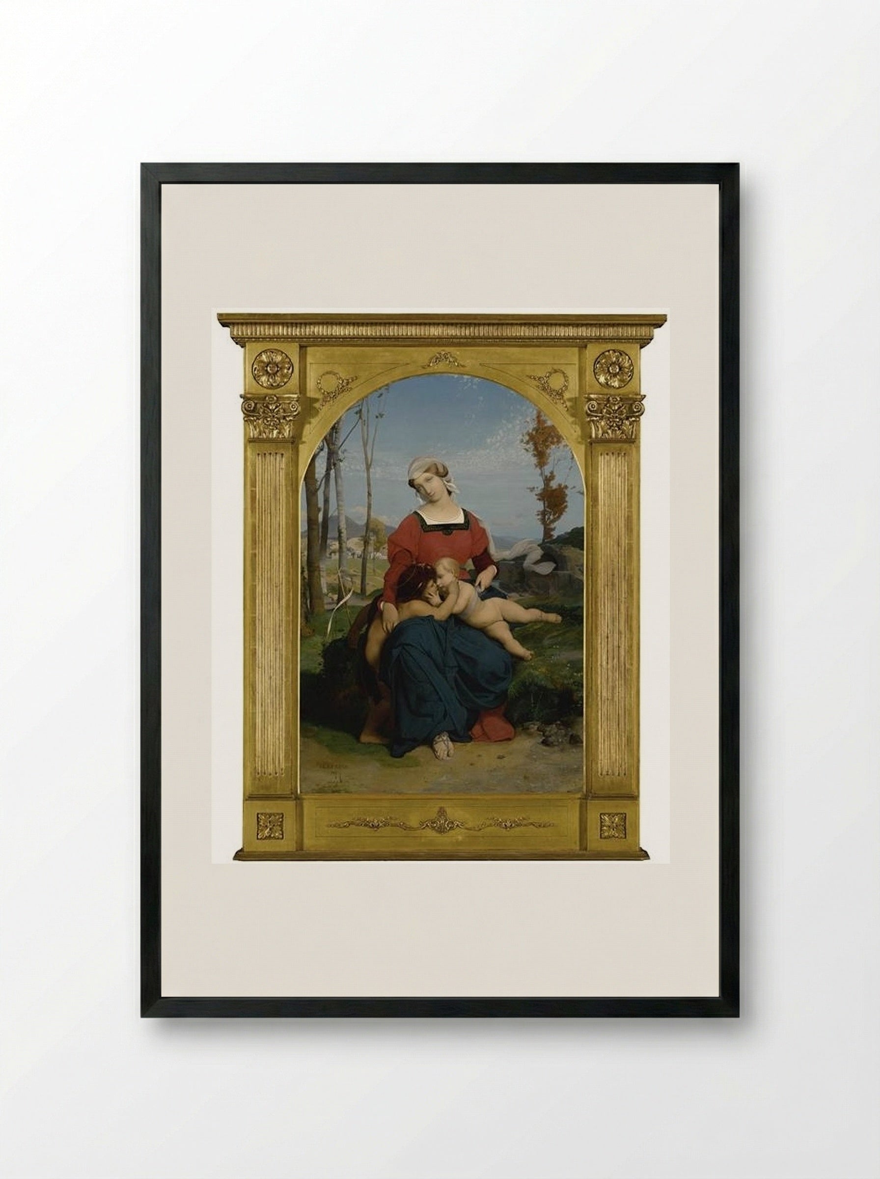 The Virgin, the Infant Jesus, and Saint John - Jean-Léon Gérôme - Framed Print Black