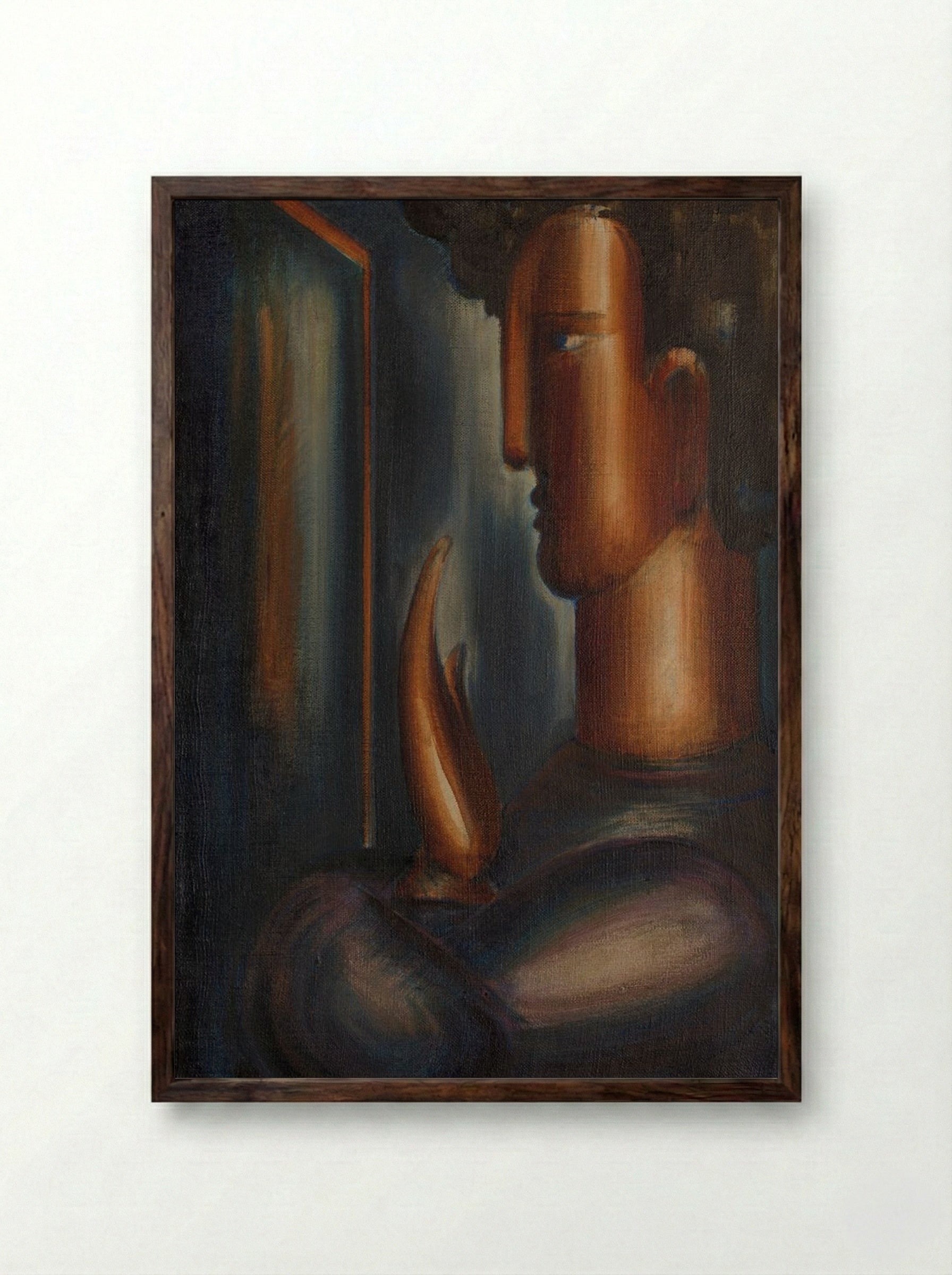 Before the Mirror - Oskar Schlemmer - Framed Print Dark Wood