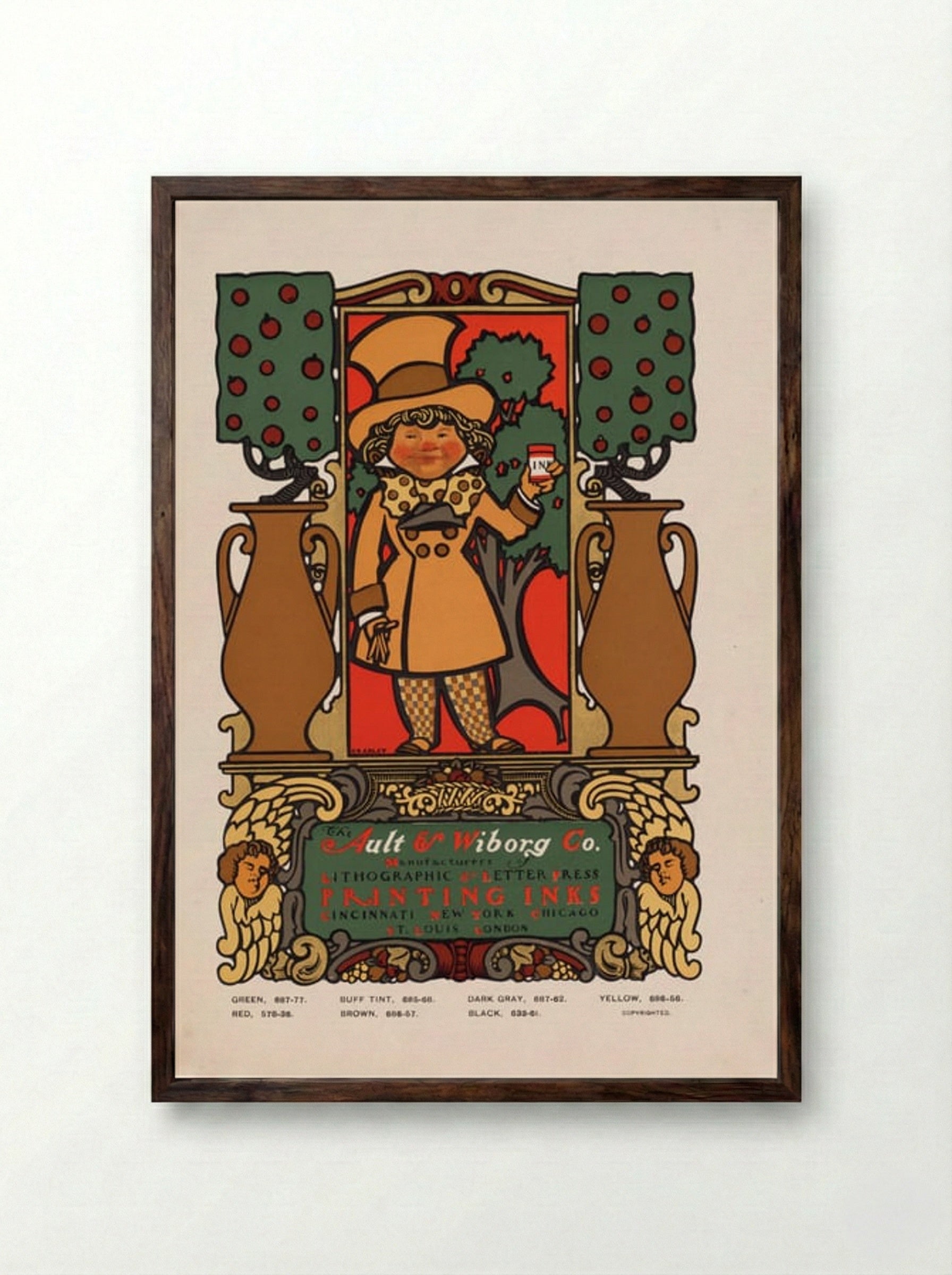 The Ault & Wiborg Co. (Printing Inks Advertisement) - Will H. Bradley - Framed Print Dark Wood