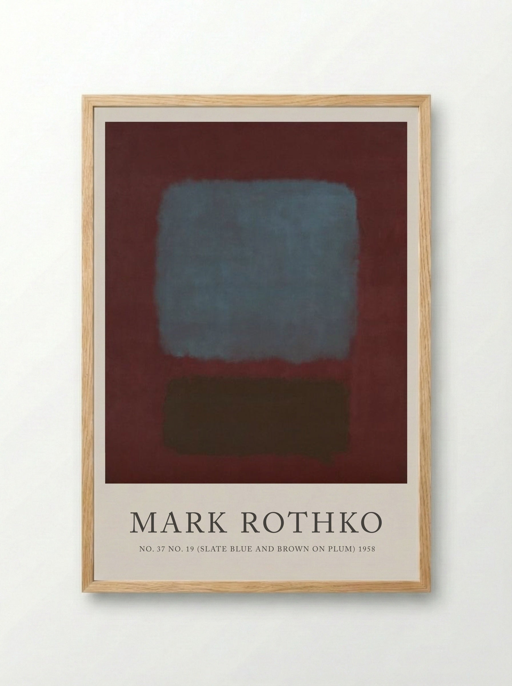 No. 37 No. 19 (Slate Blue and Brown on Plum) - Mark Rothko - Framed Print Wood
