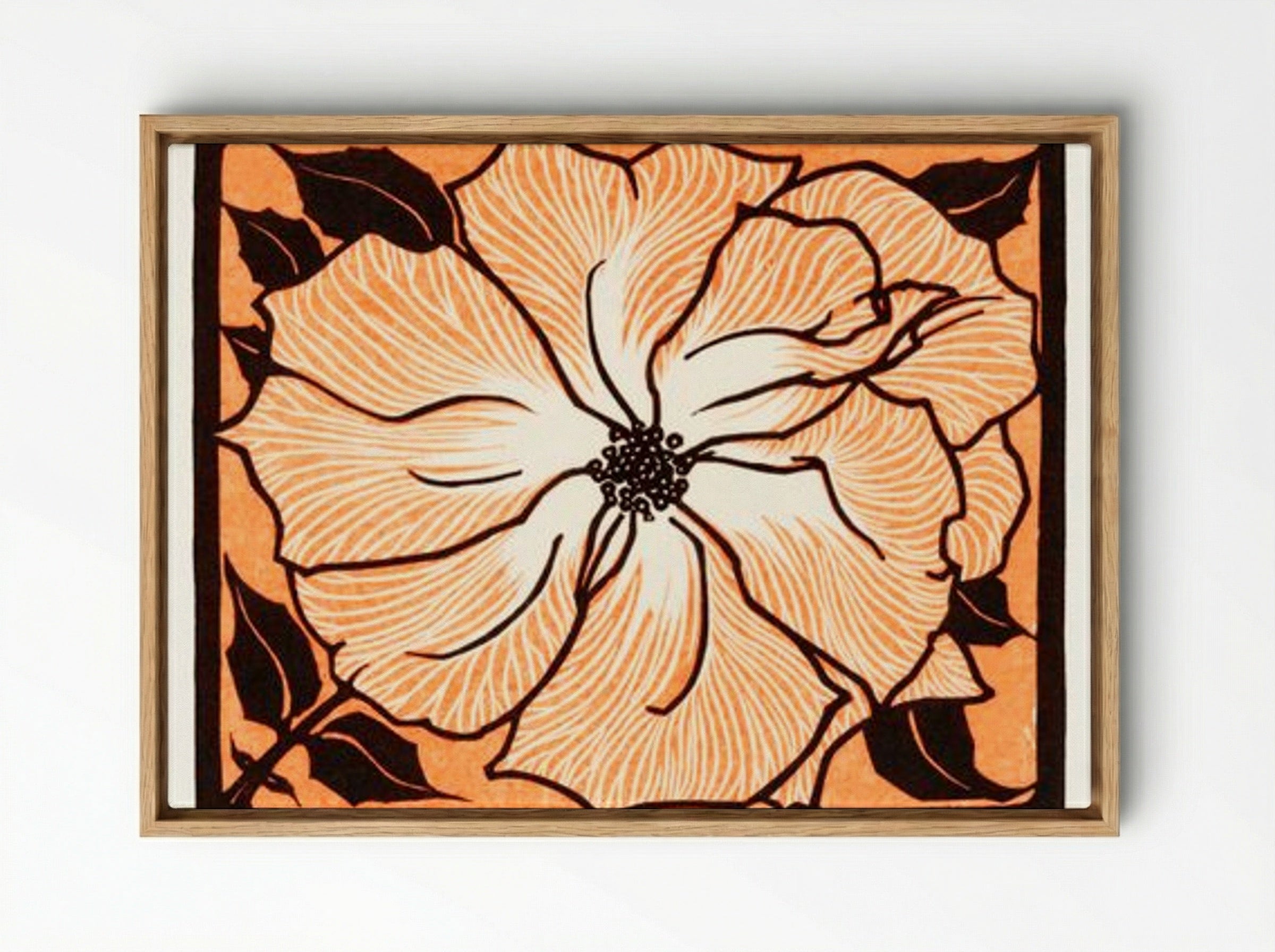 June (Floral Woodcut) - Julie de Graag - Framed Canvas Wood