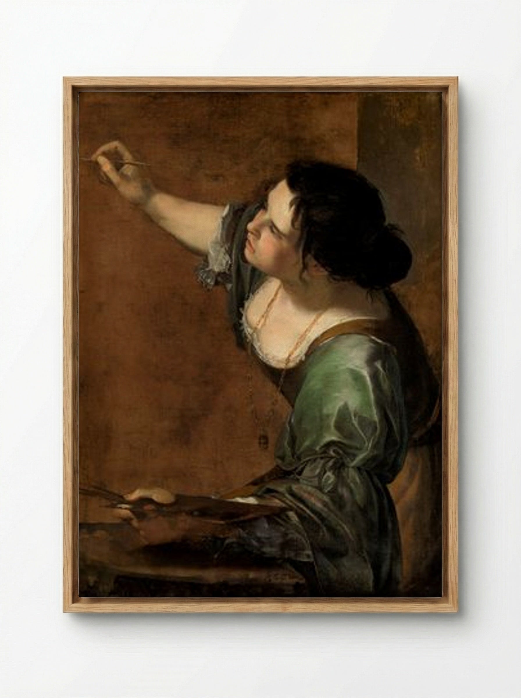 Self-Portrait as the Allegory of Painting - Artemisia Gentileschi - Framed Canvas Wood