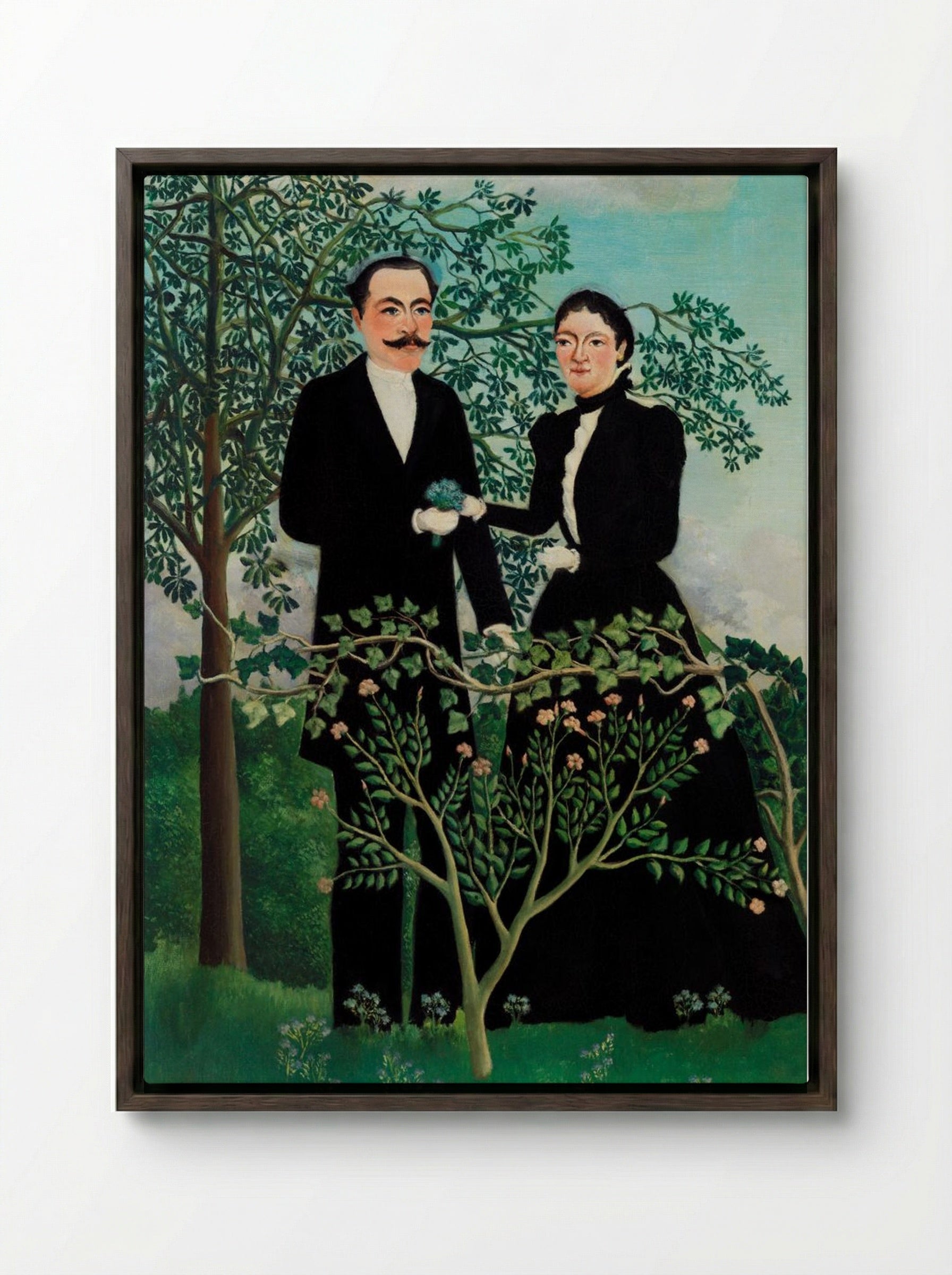 The Past and the Present, or Philosophical Thought - Henri Rousseau - Framed Canvas Dark Wood